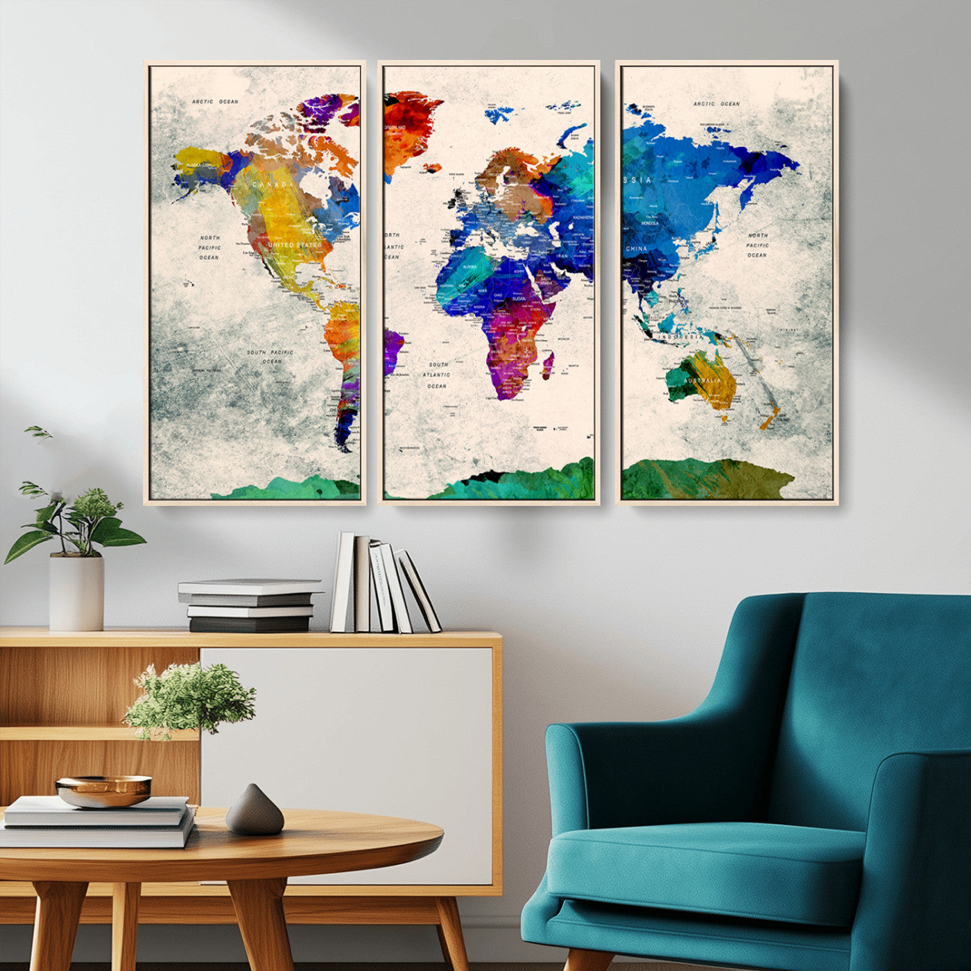 MGV-FC-48X32-3P - Push Pin World Map Canvas Print – Framed Wall Art for Couples to Track Their Travels – Anniversary