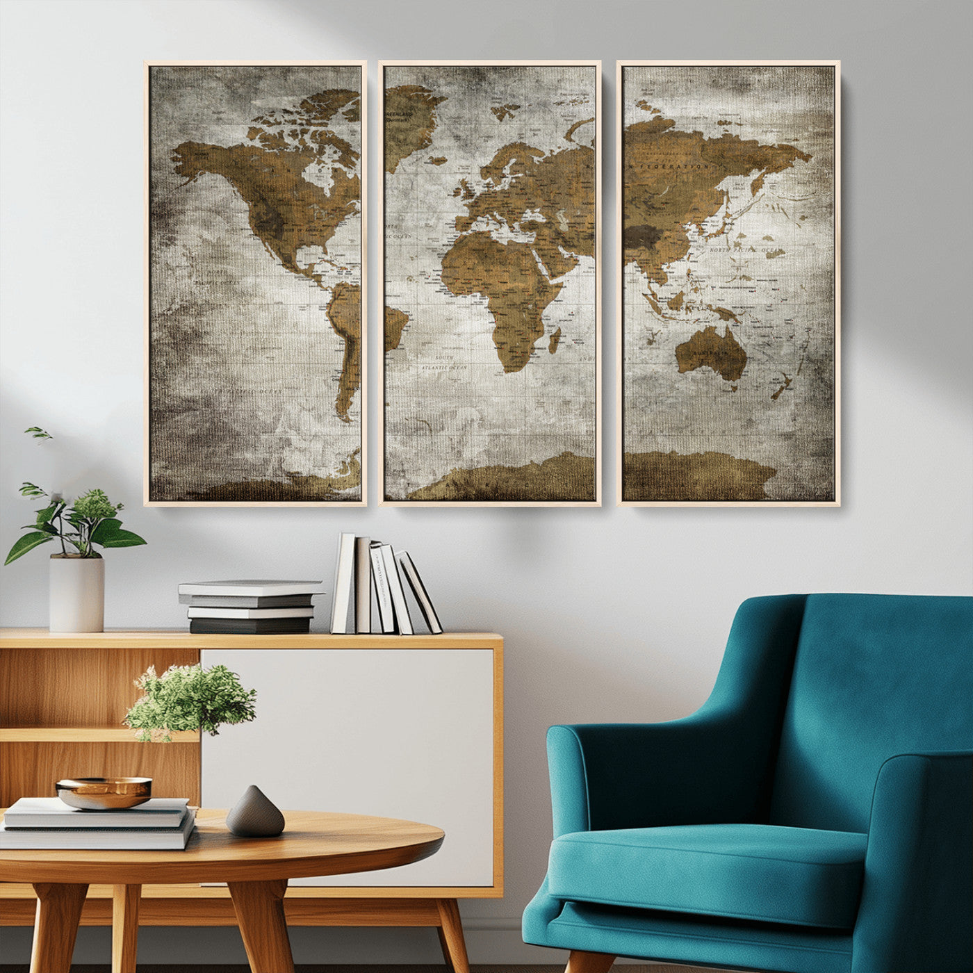 MGV-FC-48X32-3P - Push Pin World Map Canvas Print – Framed Wall Art for Couples to Track Their Travels – Anniversary