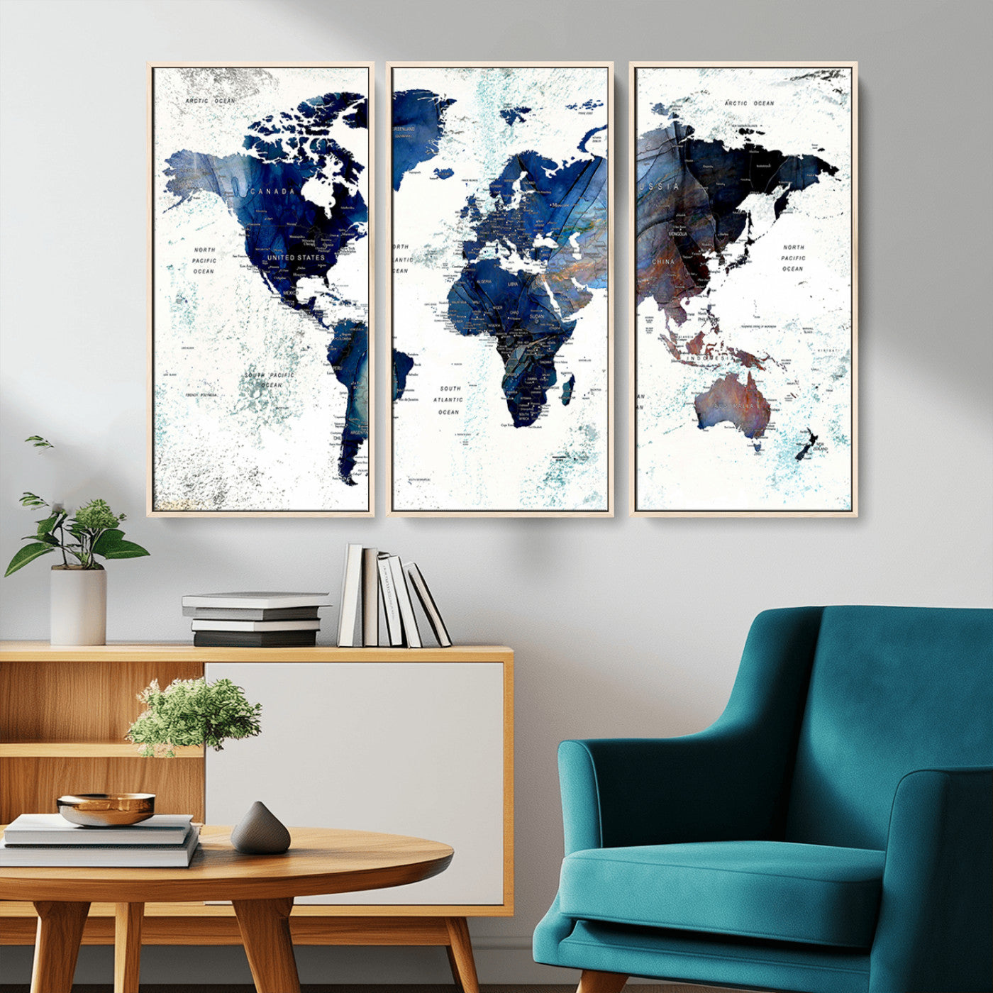 MGV-FC-48X32-3P - Push Pin World Map Canvas Print – Framed Wall Art for Couples to Track Their Travels – Anniversary