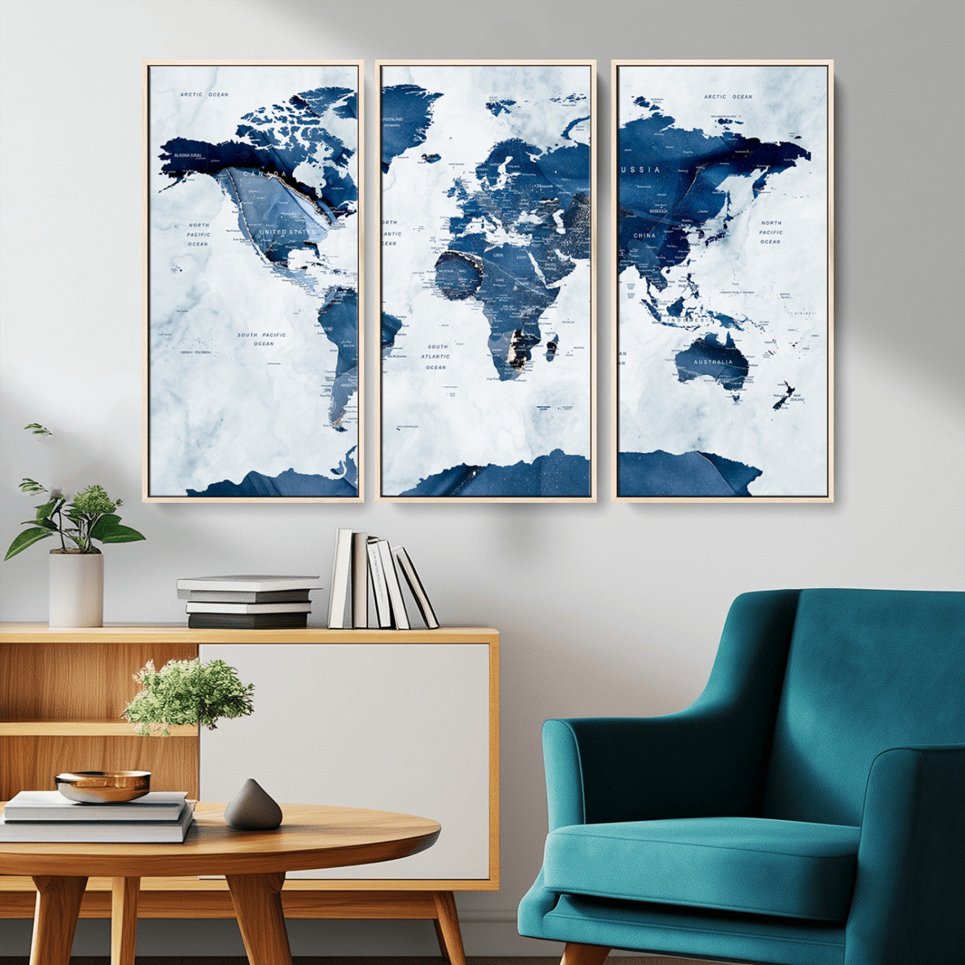 MGV-FC-48X32-3P - Push Pin World Map Canvas Print – Framed Wall Art for Couples to Track Their Travels – Anniversary