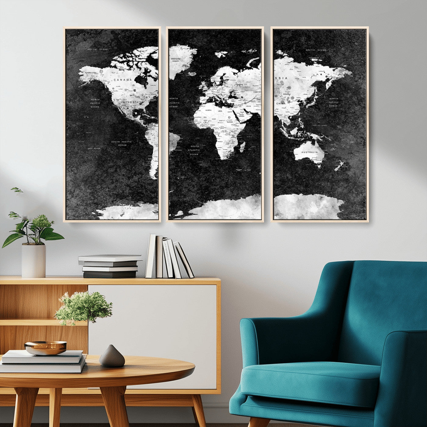 MGV-FC-48X32-3P - Push Pin World Map Canvas Print – Framed Wall Art for Couples to Track Their Travels – Anniversary