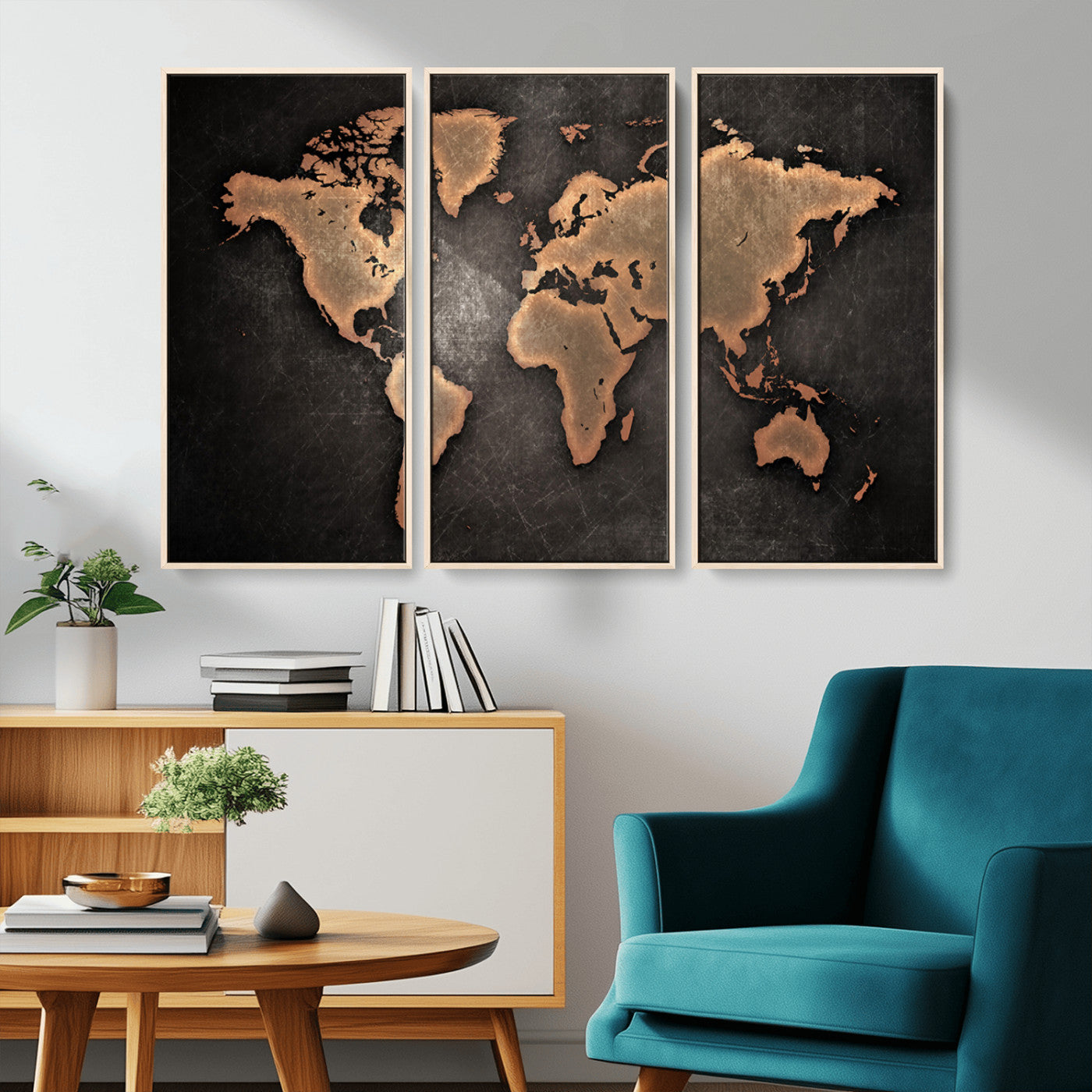 MGV-FC-48X32-3P - Push Pin World Map Canvas Print – Framed Wall Art for Couples to Track Their Travels – Anniversary