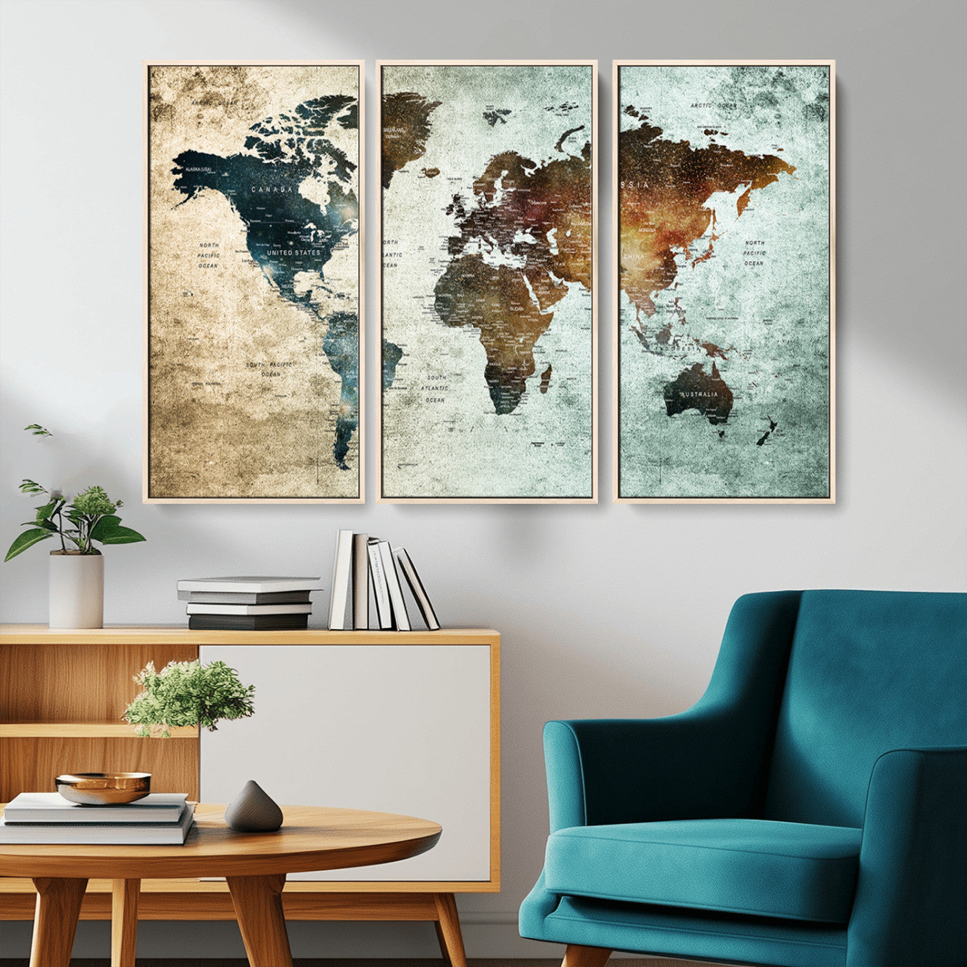 MGV-FC-48X32-3P - Push Pin World Map Canvas Print – Framed Wall Art for Couples to Track Their Travels – Anniversary