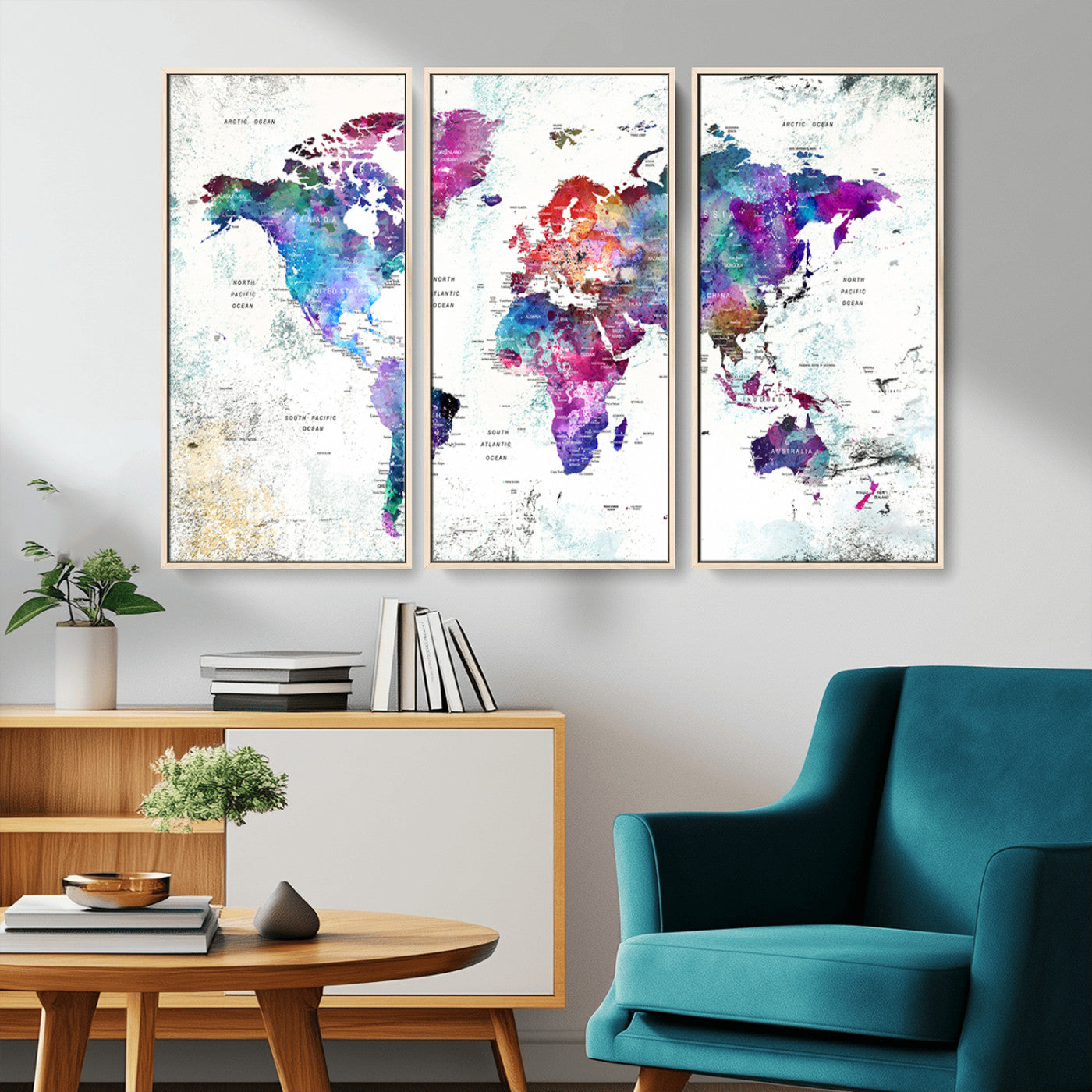 MGV-FC-48X32-3P - Push Pin World Map Canvas Print – Framed Wall Art for Couples to Track Their Travels – Anniversary
