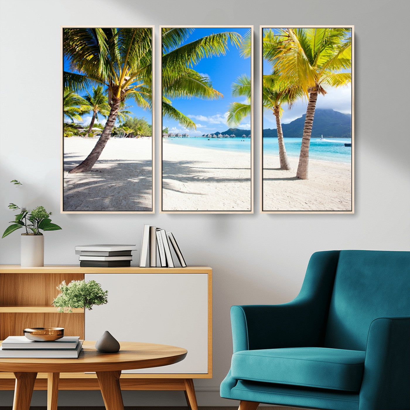 MGV-FC-48X32-3P - Blue Beach and Sea Wall Art Canvas Print