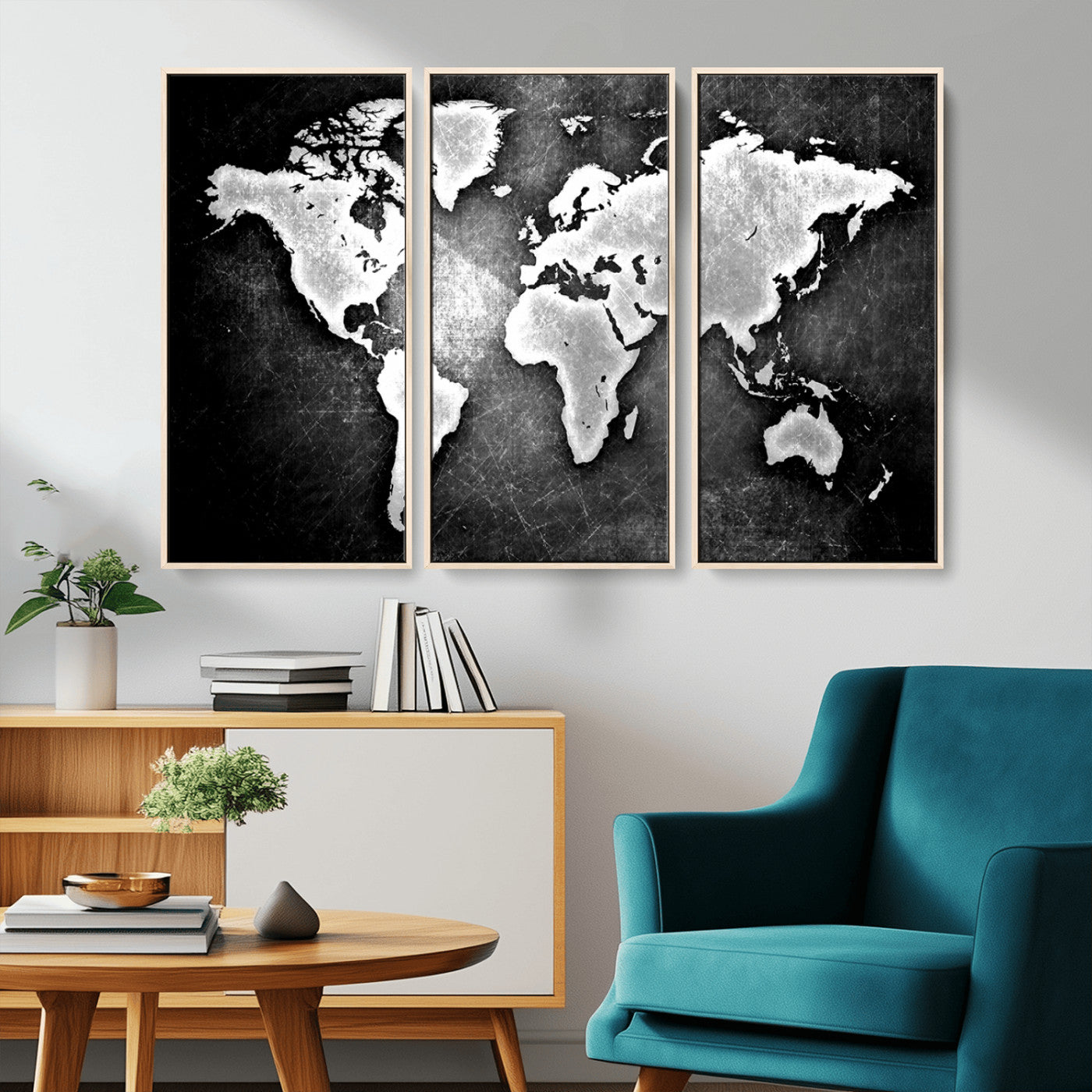 MGV-FC-48X32-3P - World Map Wall Art Canvas Print – Framed Wall Art for Anniversary Gift or Home Adventure Decor
