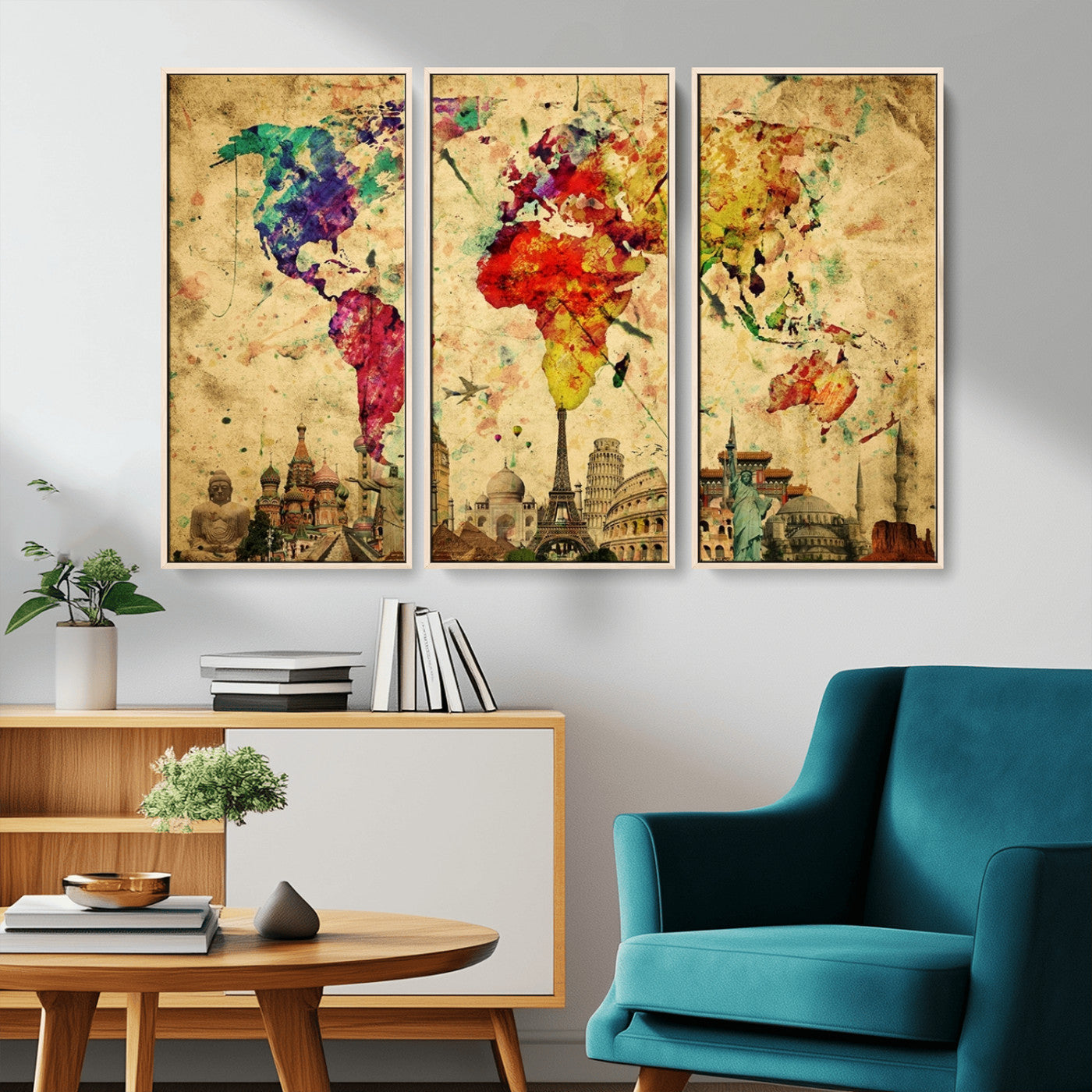 MGV-FC-48X32-3P - Colorful World Map Wall Art World Map Canvas Print