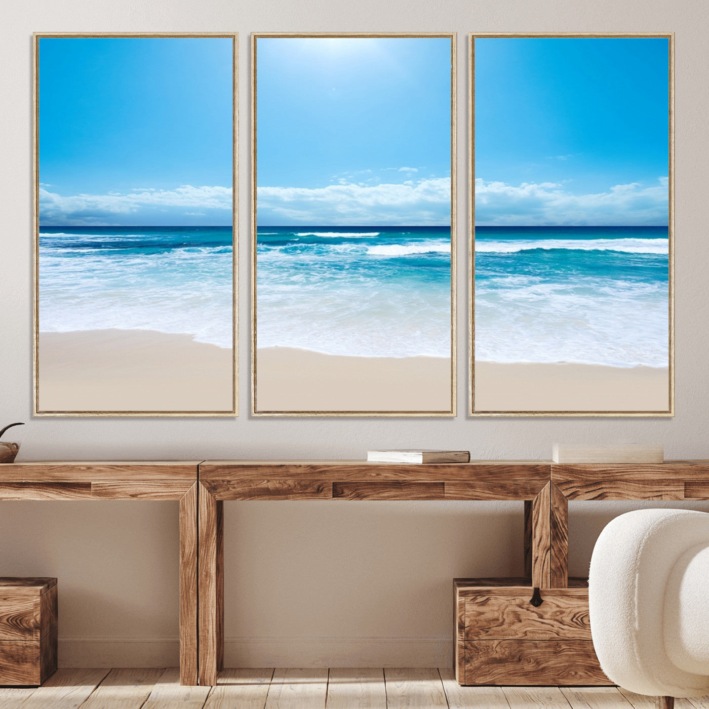 45929-MGV-CV-36X24-Wall Art Canvas Print Shiny Blue Sea and Beach