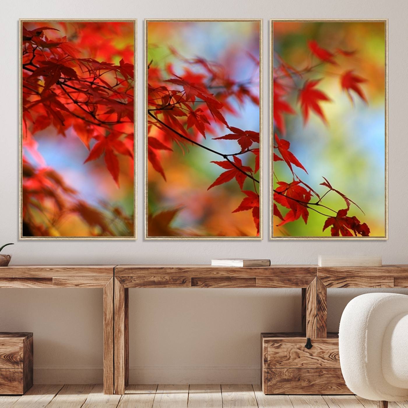 68946-MGV-CV-36X24-Red Leaves Autumn Forest Wall Art Canvas, Red Leaves Autumn Forest Canvas Print