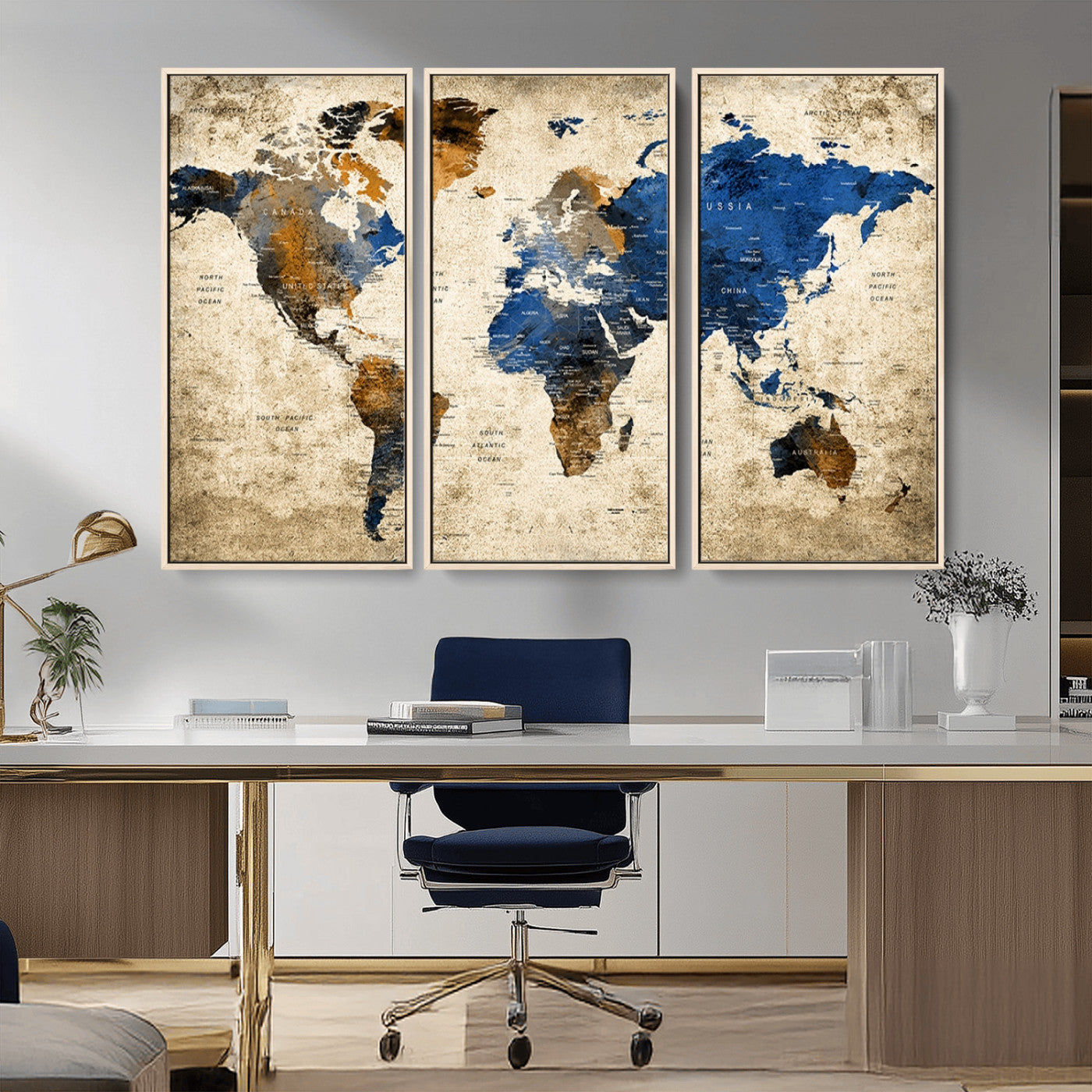 MGV-FC-48X32-3P - Push Pin World Map Canvas Print – Framed Wall Art for Couples to Track Their Travels – Anniversary