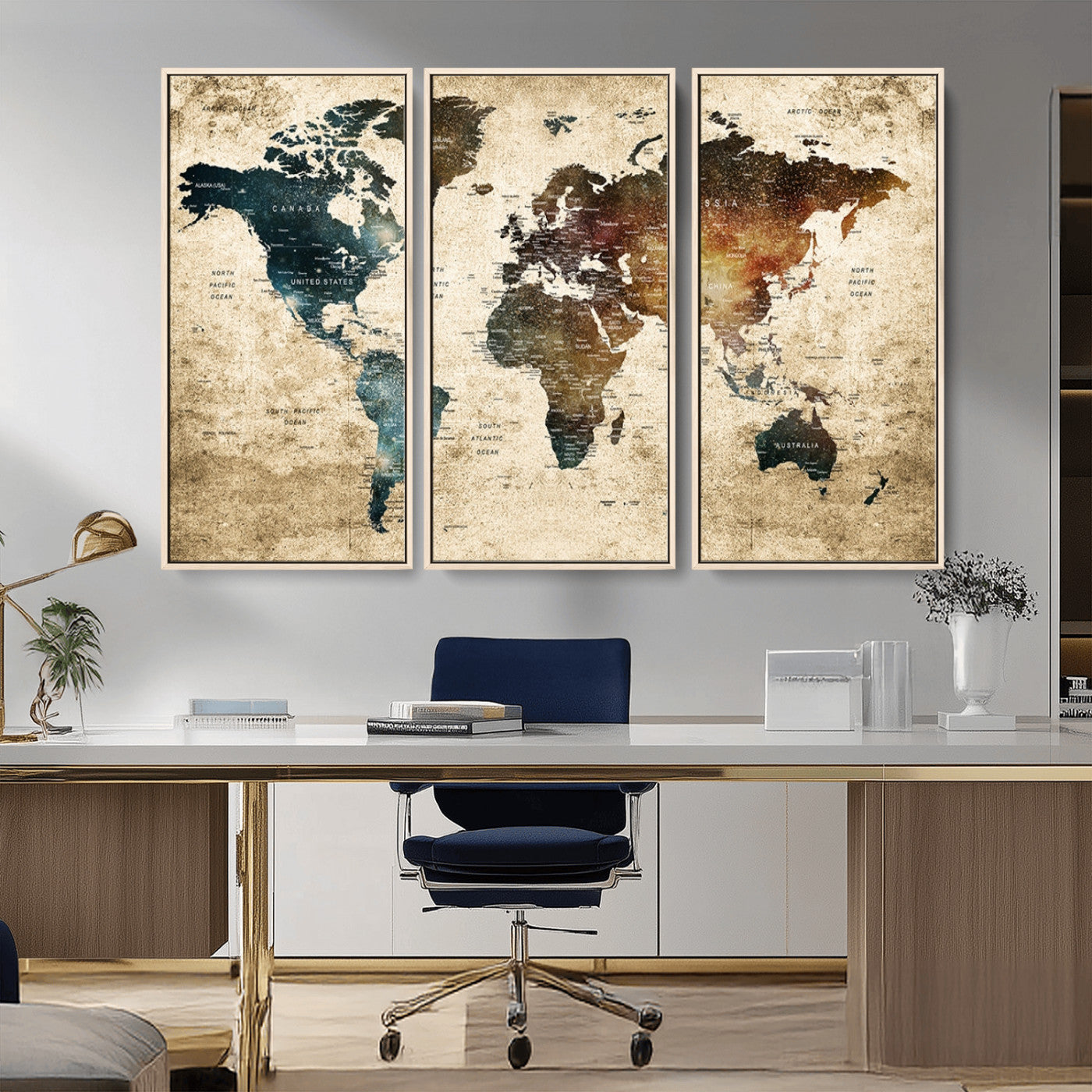 MGV-FC-48X32-3P - Push Pin World Map Canvas Print – Framed Wall Art for Couples to Track Their Travels – Anniversary