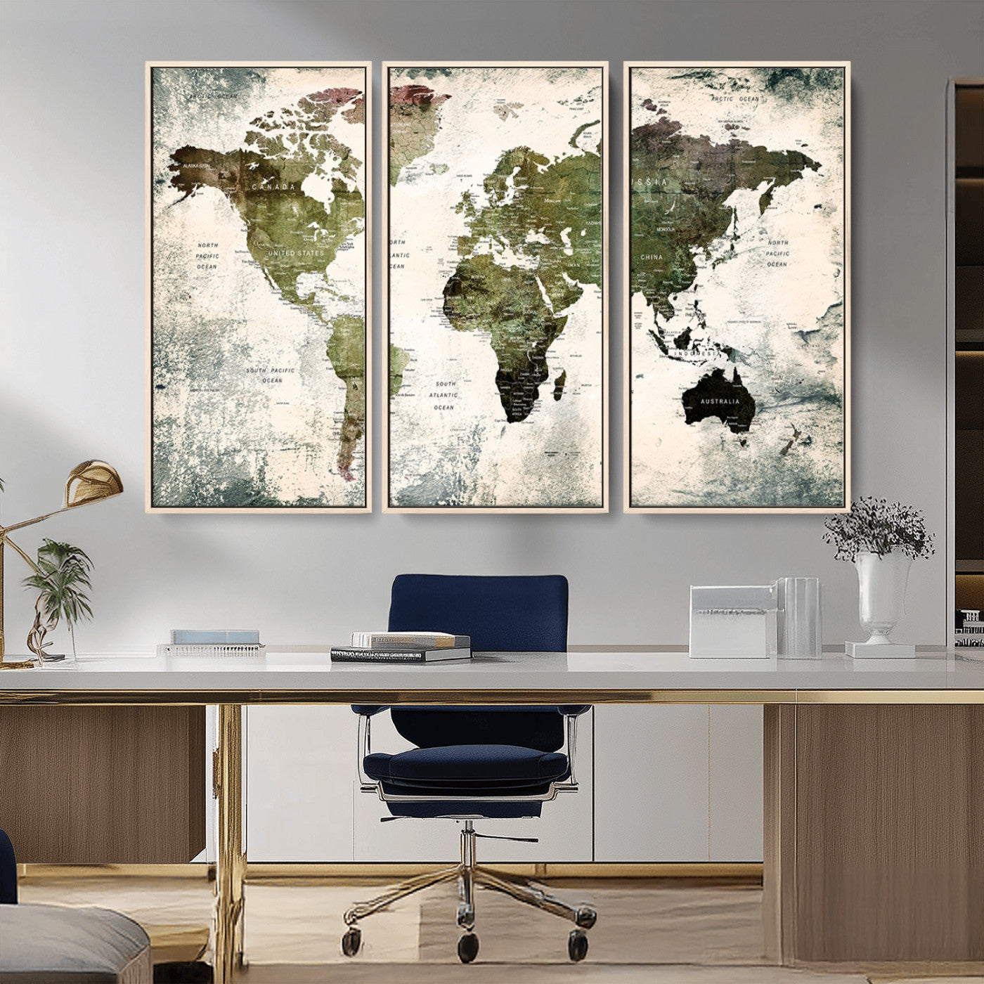 MGV-FC-48X32-3P - Push Pin World Map Canvas Print – Framed Wall Art for Couples to Track Their Travels – Anniversary