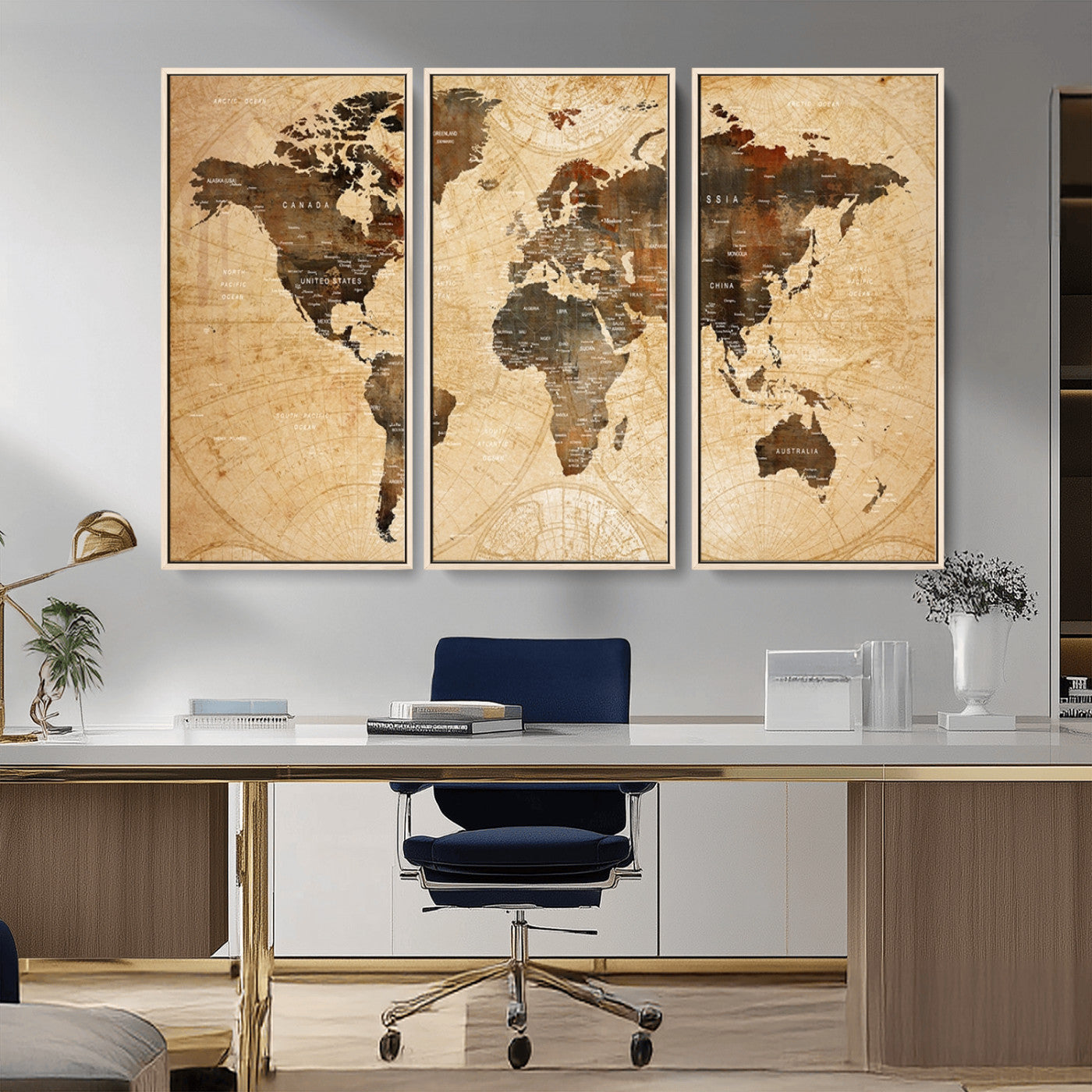 MGV-FC-48X32-3P - Push Pin World Map Canvas Print – Framed Wall Art for Couples to Track Their Travels – Anniversary