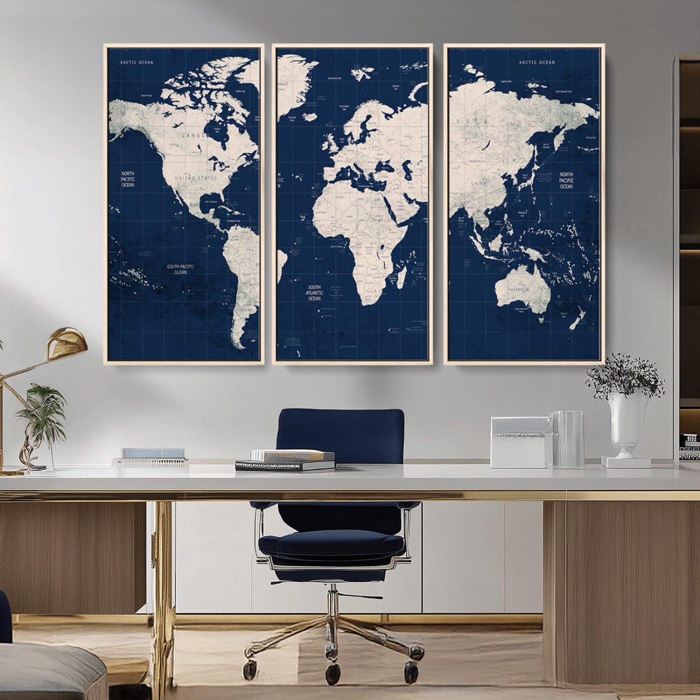 17866-MGV-CV-36X24-Push Pin World Map Canvas Print – Framed Wall Art for Couples to Track Their Travels – Anniversary