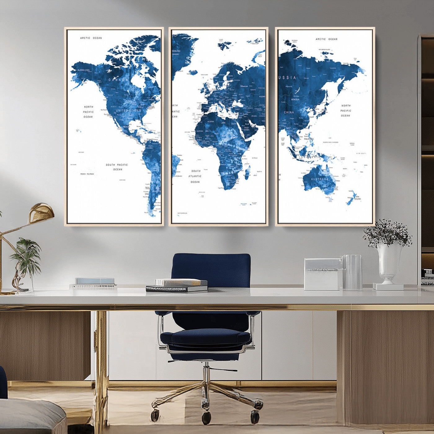 MGV-FC-48X32-3P - Push Pin World Map Canvas Print – Framed Wall Art for Couples to Track Their Travels – Anniversary