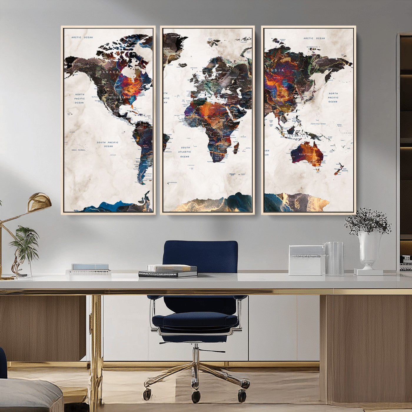 MGV-FC-48X32-3P - Push Pin World Map Canvas Print – Framed Wall Art for Couples to Track Their Travels – Anniversary