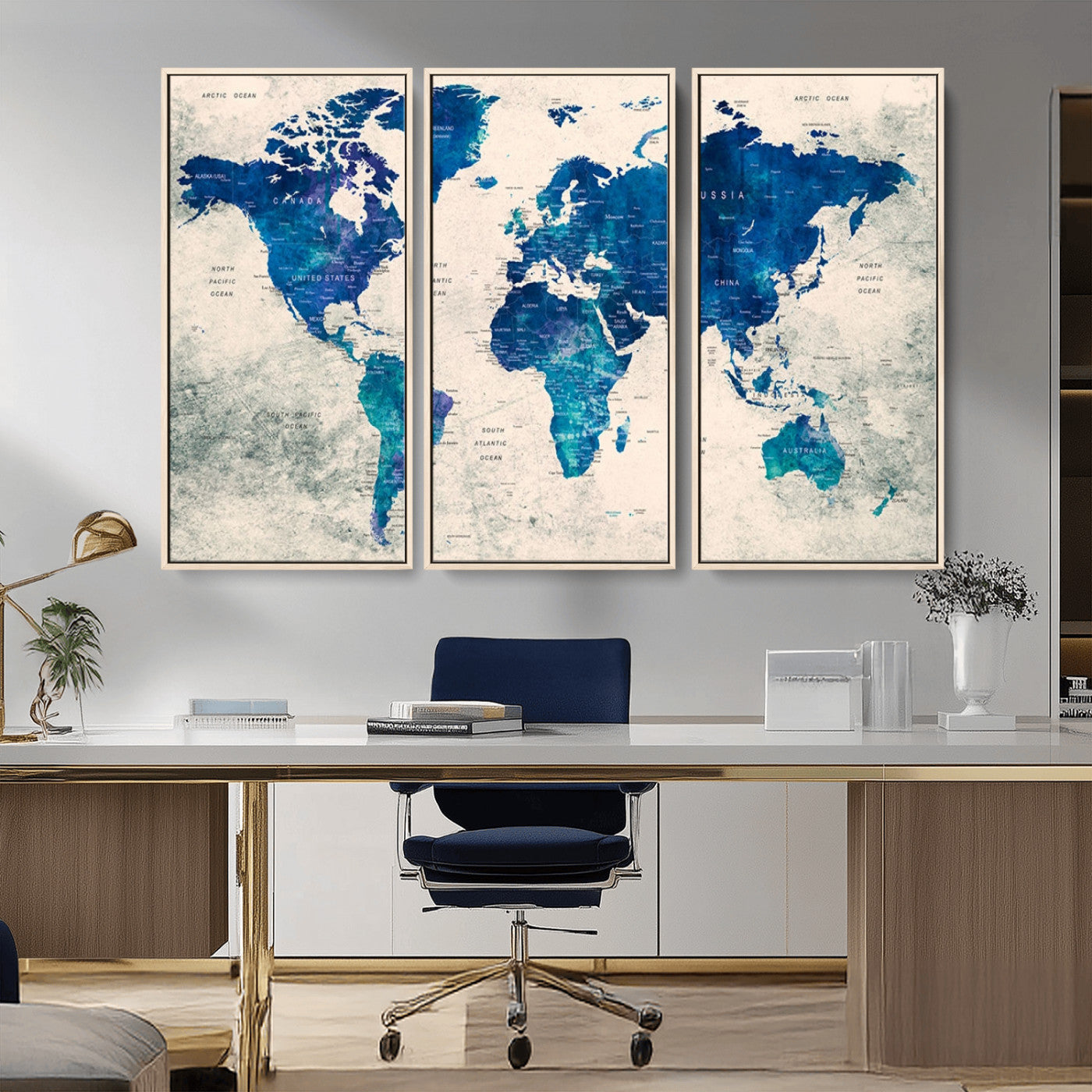 MGV-FC-48X32-3P - Push Pin World Map Canvas Print – Framed Wall Art for Couples to Track Their Travels – Anniversary