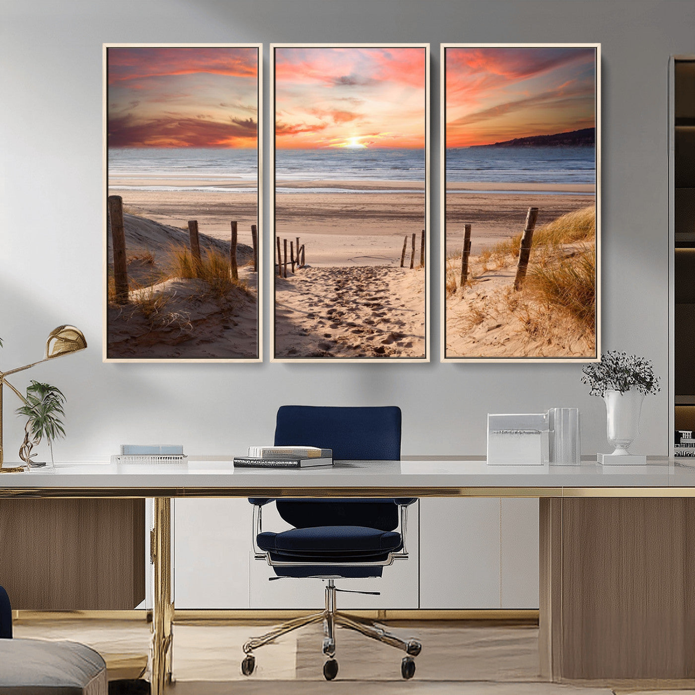MGV-FC-48X32-3P - Sunset on the Sea Wall Art Canvas Print