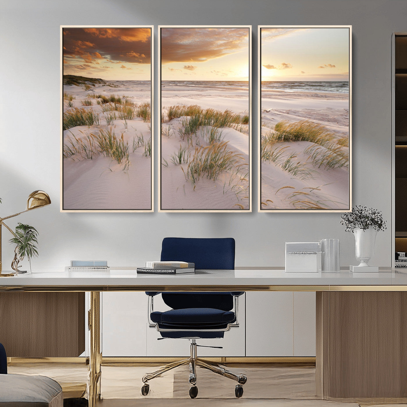 MGV-FC-48X32-3P - Flight Over Coastal Beach Landscape, Flight Over Coastal Beach Print Canvas Wall Art