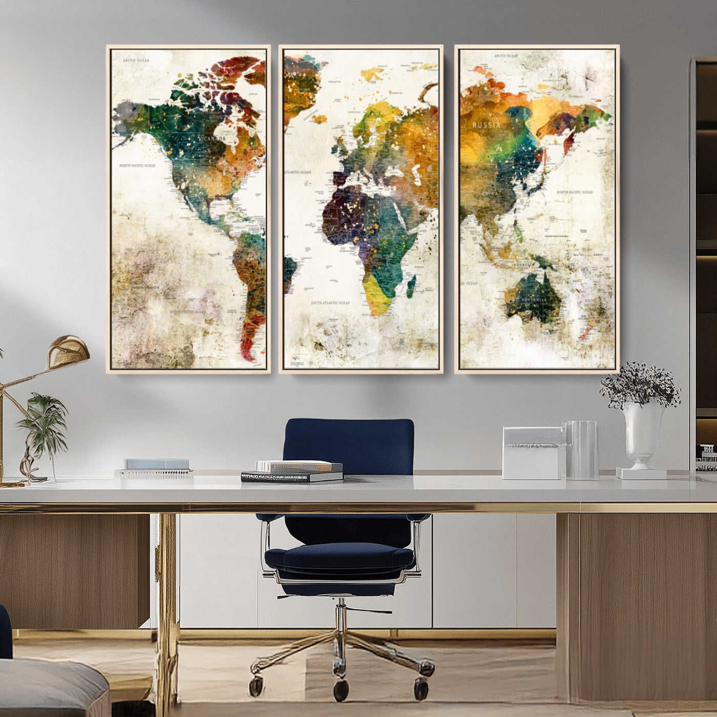MGV-FC-48X32-3P - Push Pin World Map Canvas Print – Framed Wall Art for Couples to Track Their Travels – Anniversary