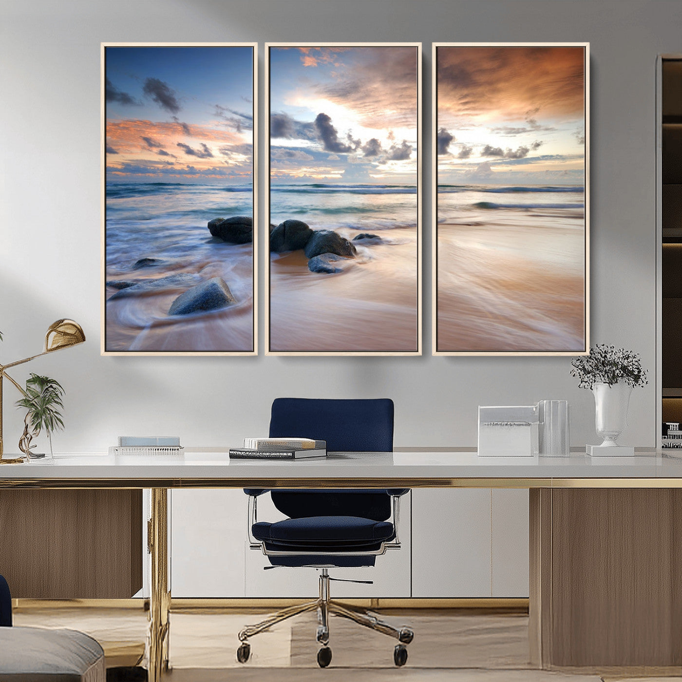 MGV-FC-48X32-3P - Serene Weather On The Beach Wall Art Canvas Print