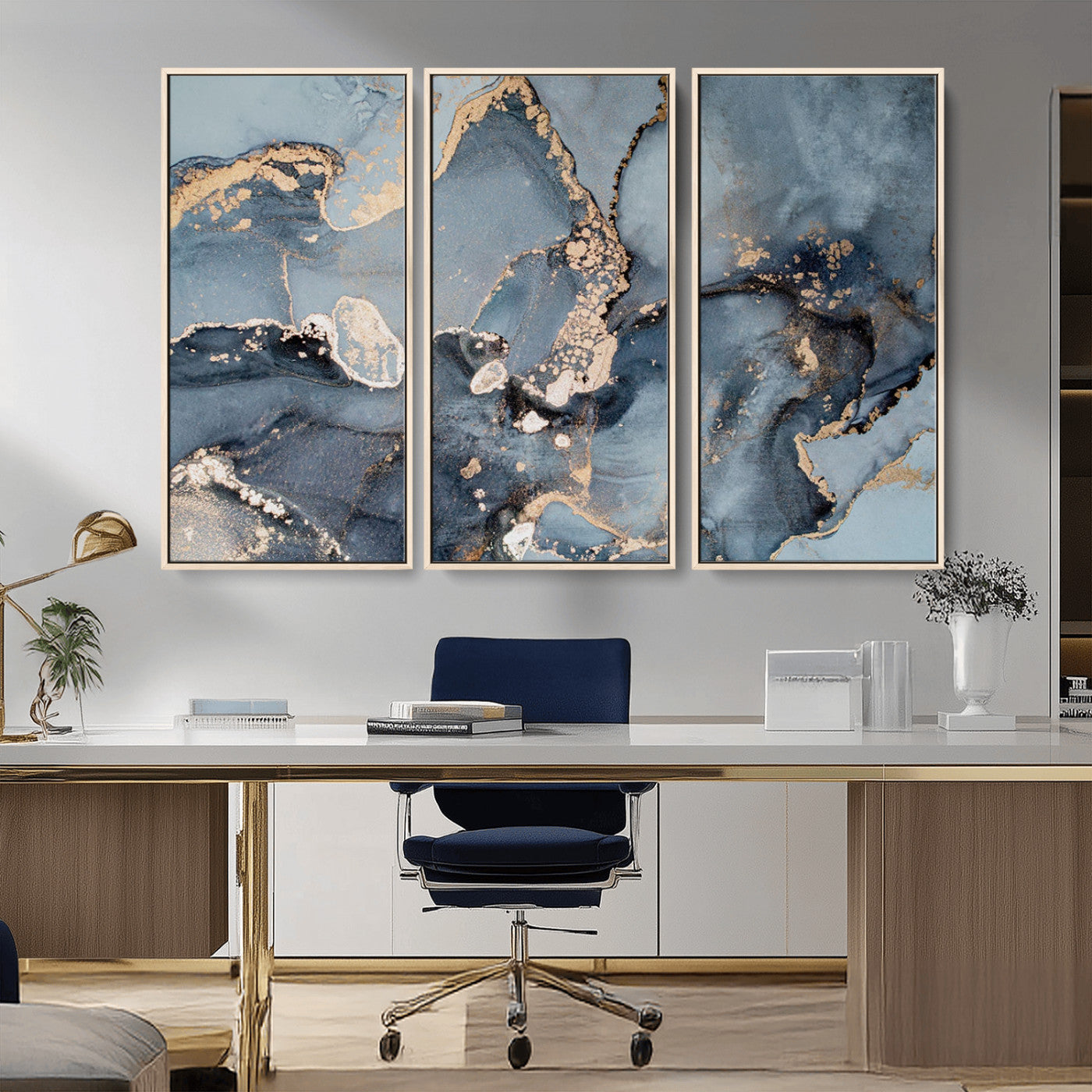 MGV-FC-48X32-3P - Multipanel Marble Fluid Effect Wall Art Abstract Canvas Wall Art Print