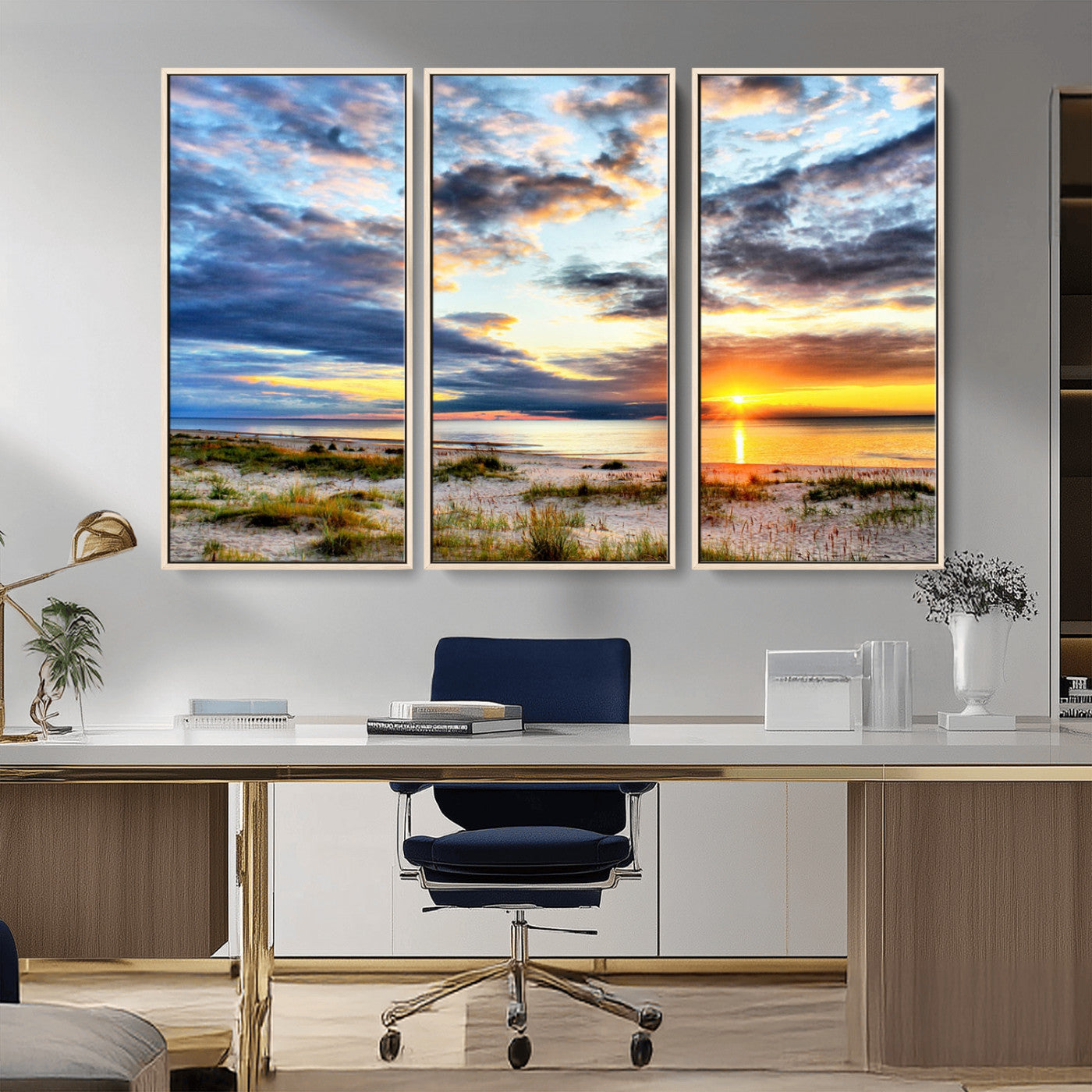 MGV-FC-48X32-3P - Sunset On The Ocean Wall Art Canvas Print