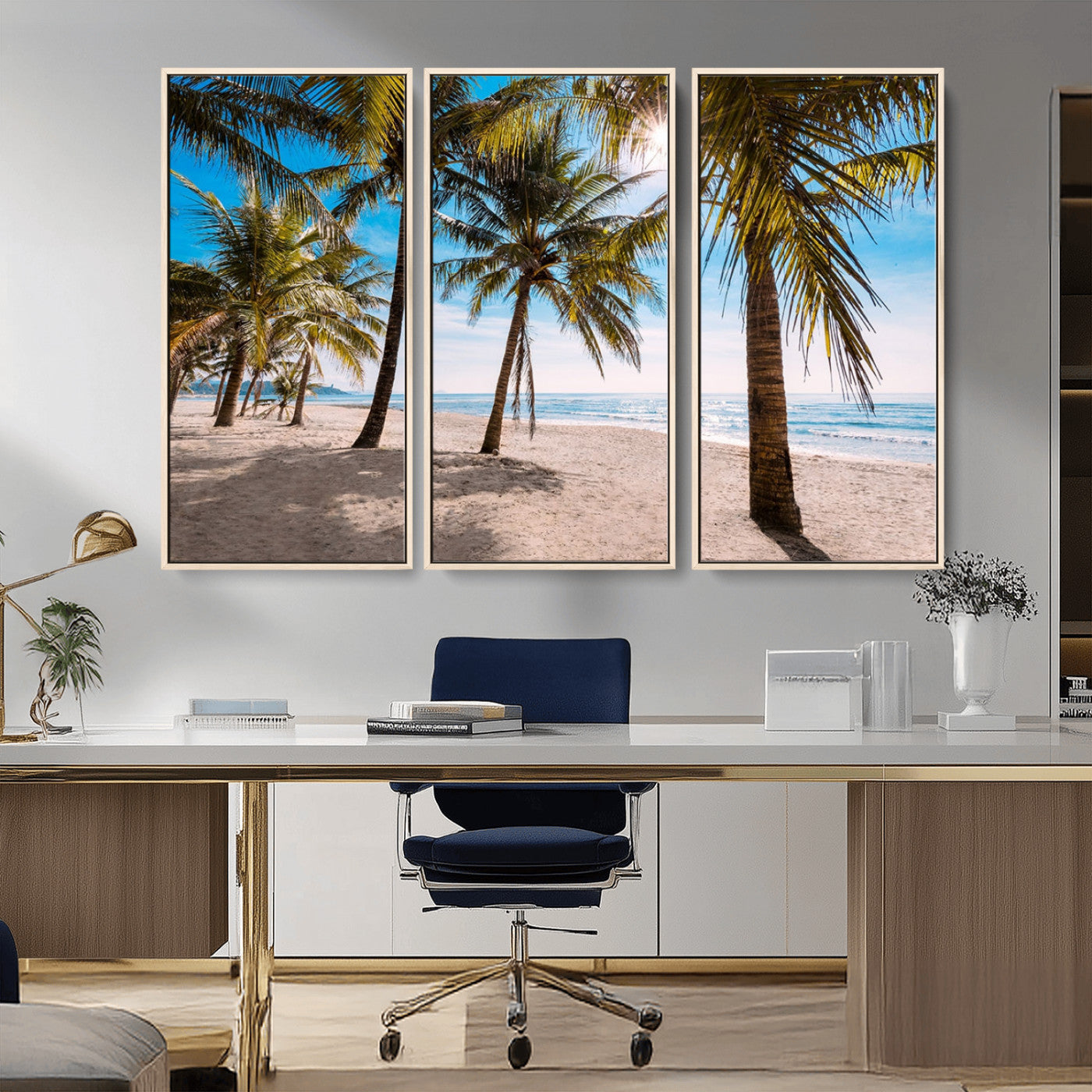 MGV-FC-48X32-3P - Palm Beach Tropical Island Wall Art Canvas Print