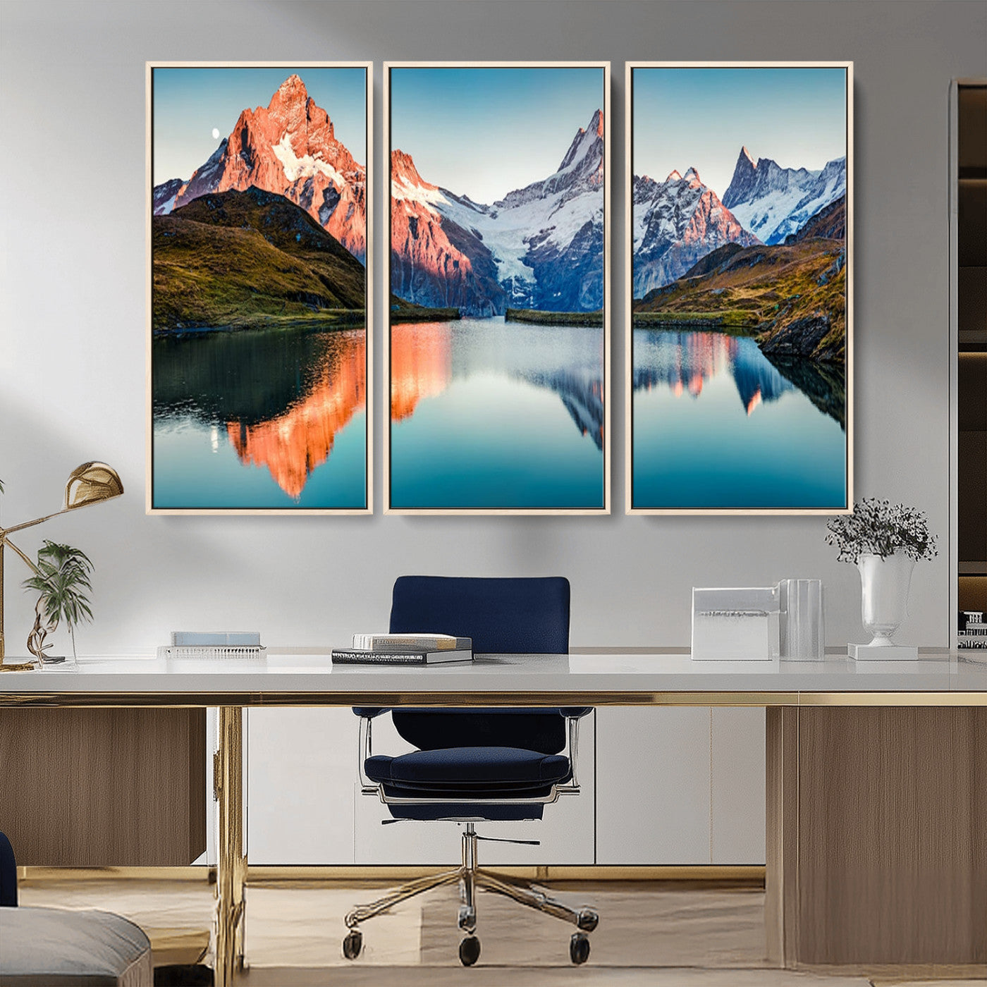 MGV-FC-48X32-3P - Landscape Mountain and Lake View Wall Art Canvas Print