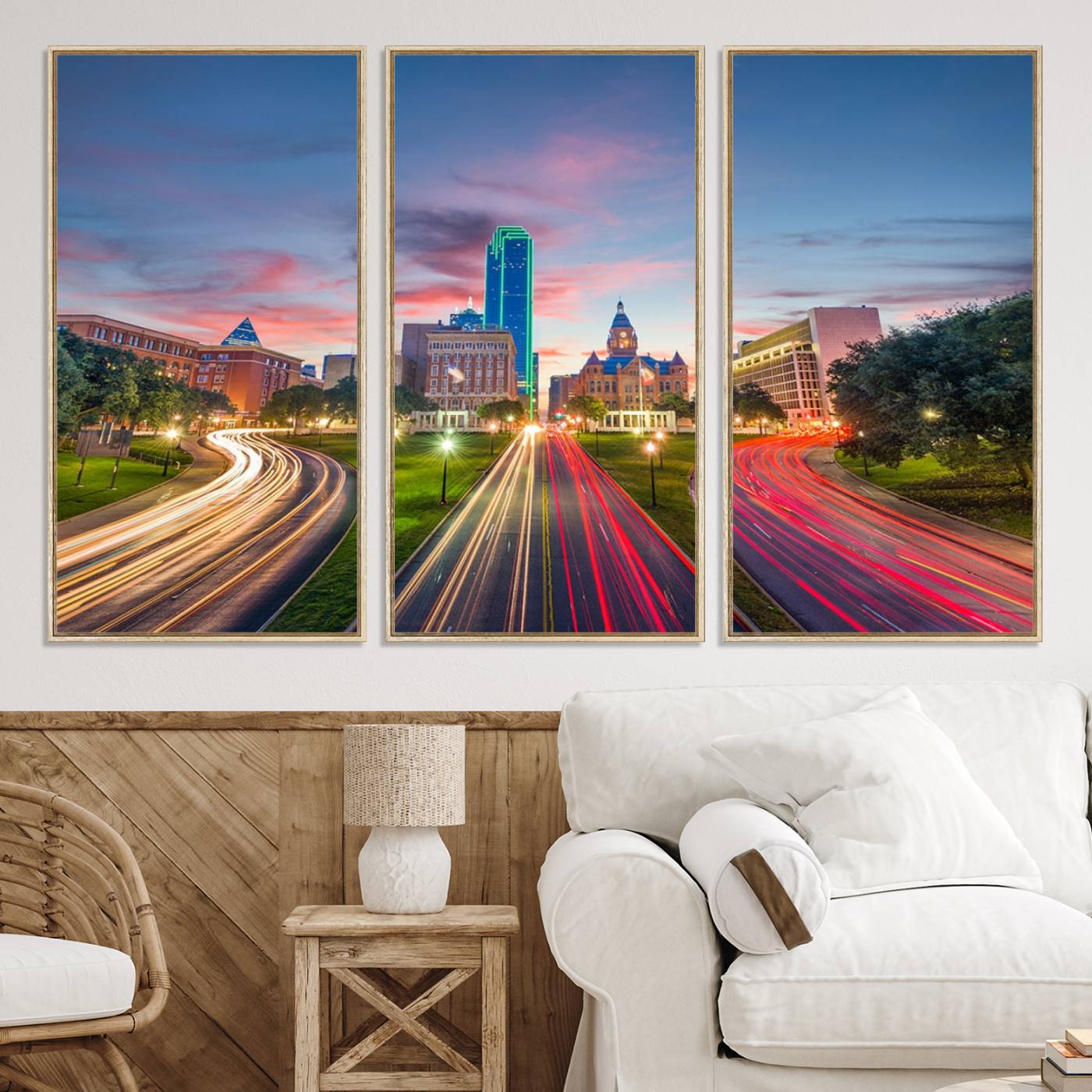 Dallas City Lights Wall Art | Large Dallas Cityscape Canvas