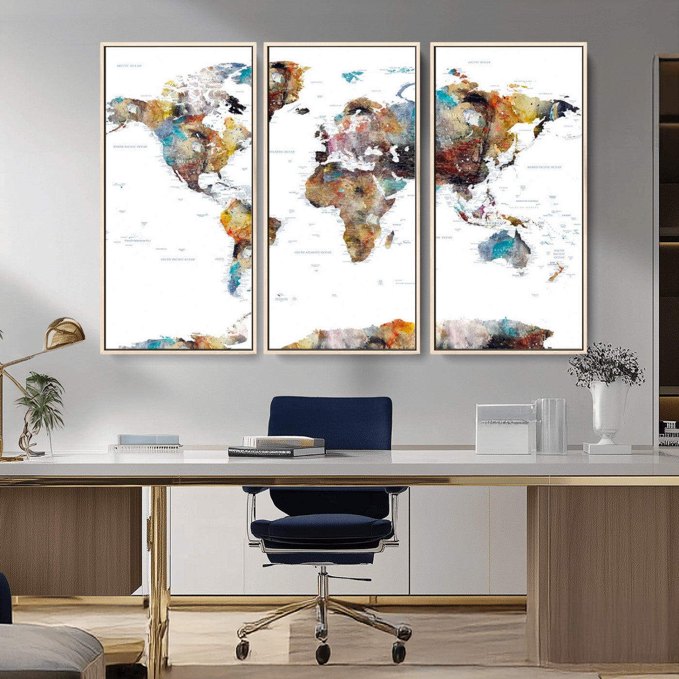 MGV-FC-48X32-3P - Push Pin World Map Canvas Print – Framed Wall Art for Couples to Track Their Travels – Anniversary