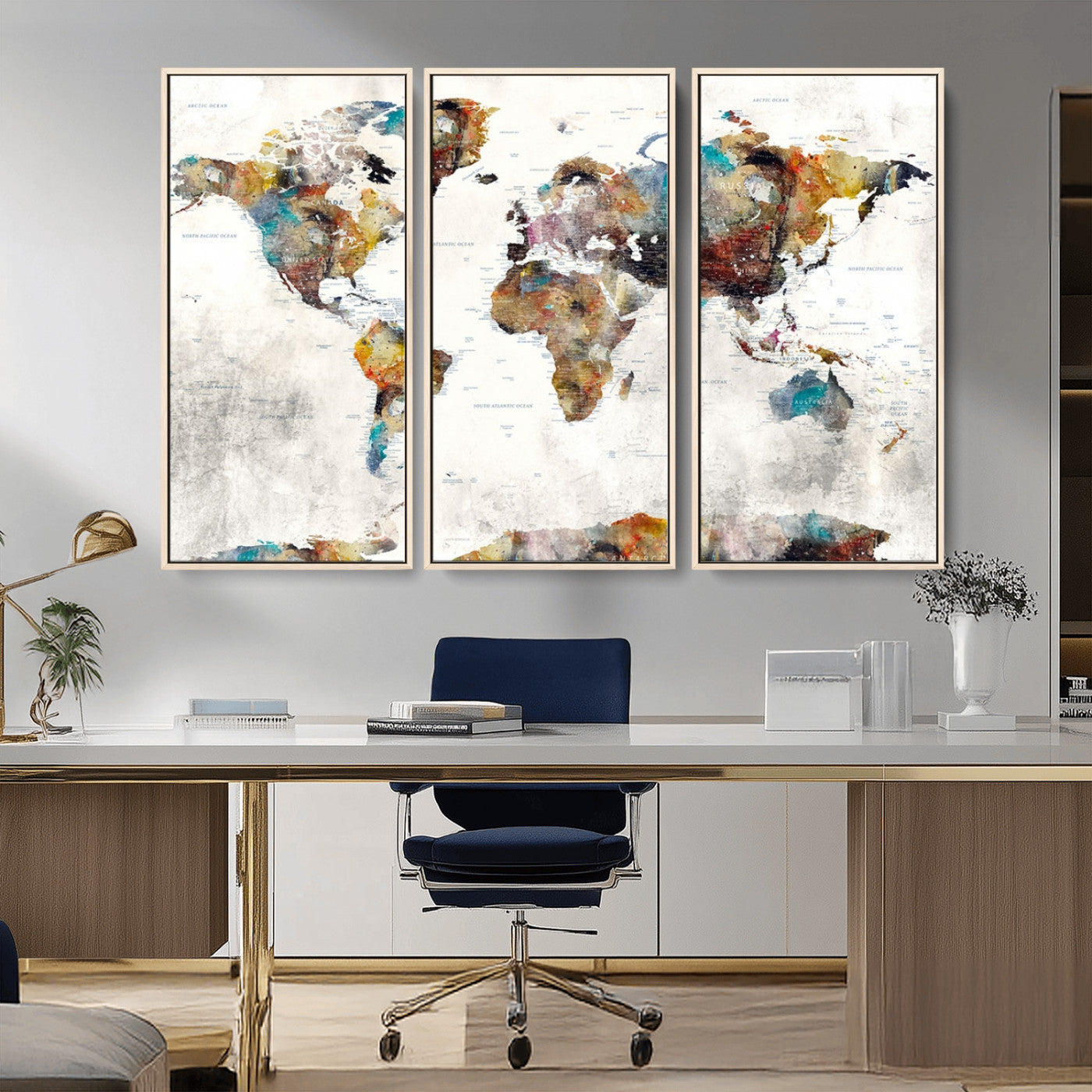 MGV-FC-48X32-3P - Push Pin World Map Canvas Print – Framed Wall Art for Couples to Track Their Travels – Anniversary