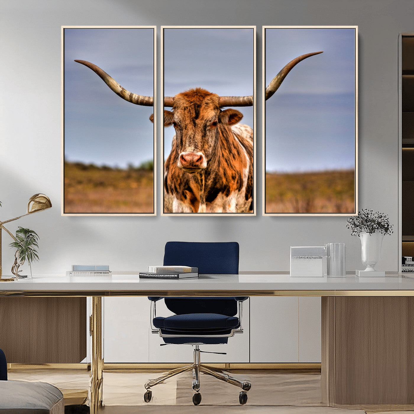 MGV-FC-48X32-3P - Texas Longhorn Wall Art Print