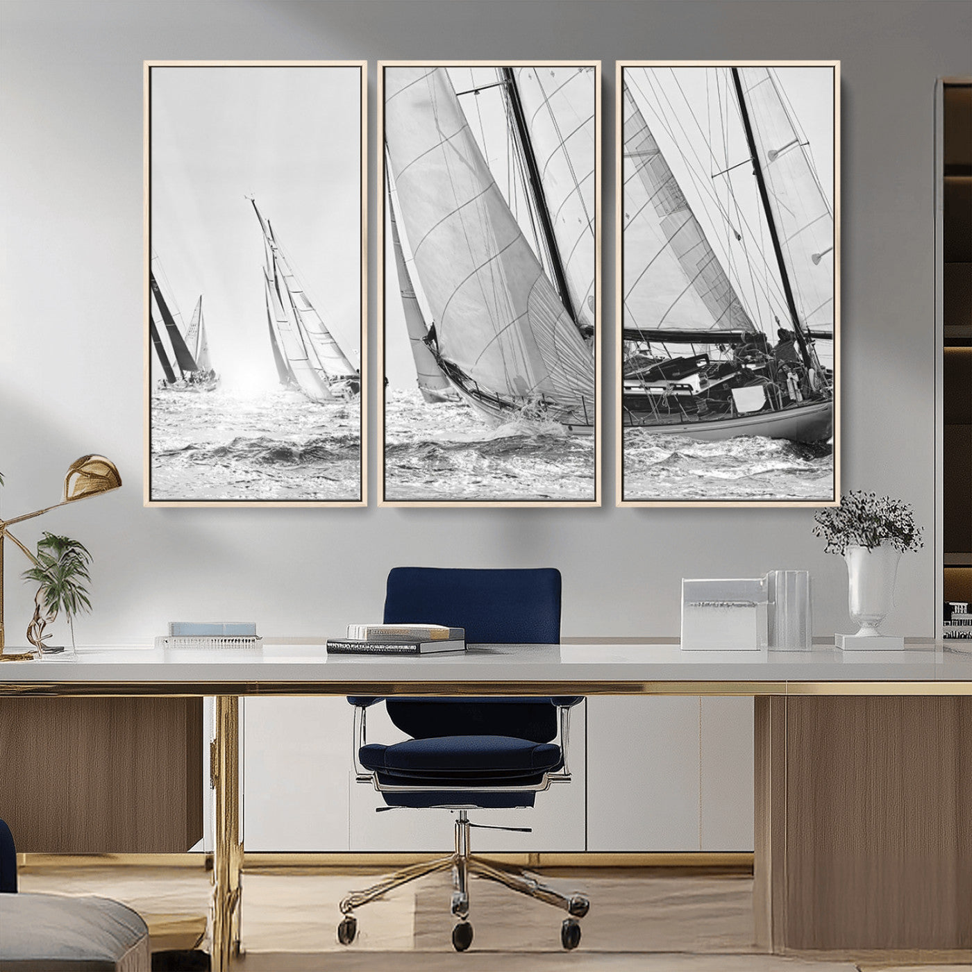 MGV-FC-48X32-3P - Yacht Sailboat Regatta Canvas Wall Art Canvas Print