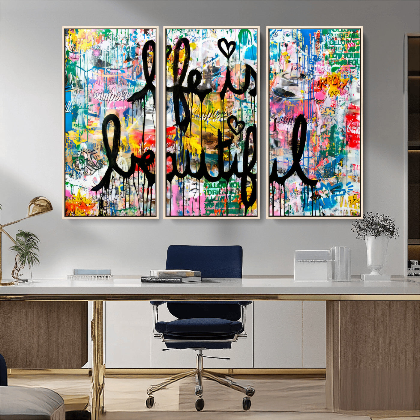 MGV-FC-48X32-3P - Life Beautiful Wall Art Canvas Print | Graffiti Wall Art Canvas Print