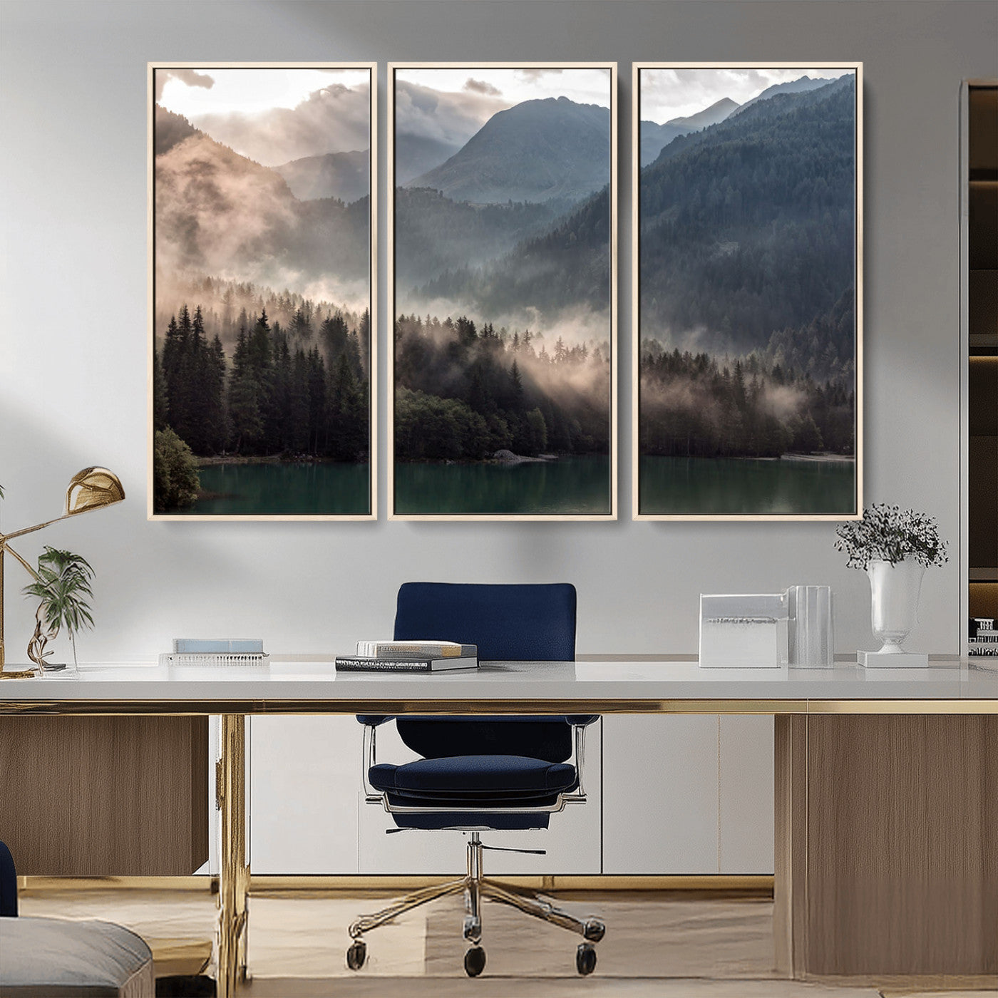 MGV-FC-48X32-3P - Foggy Mountain Canvas Print Forest Wall Art