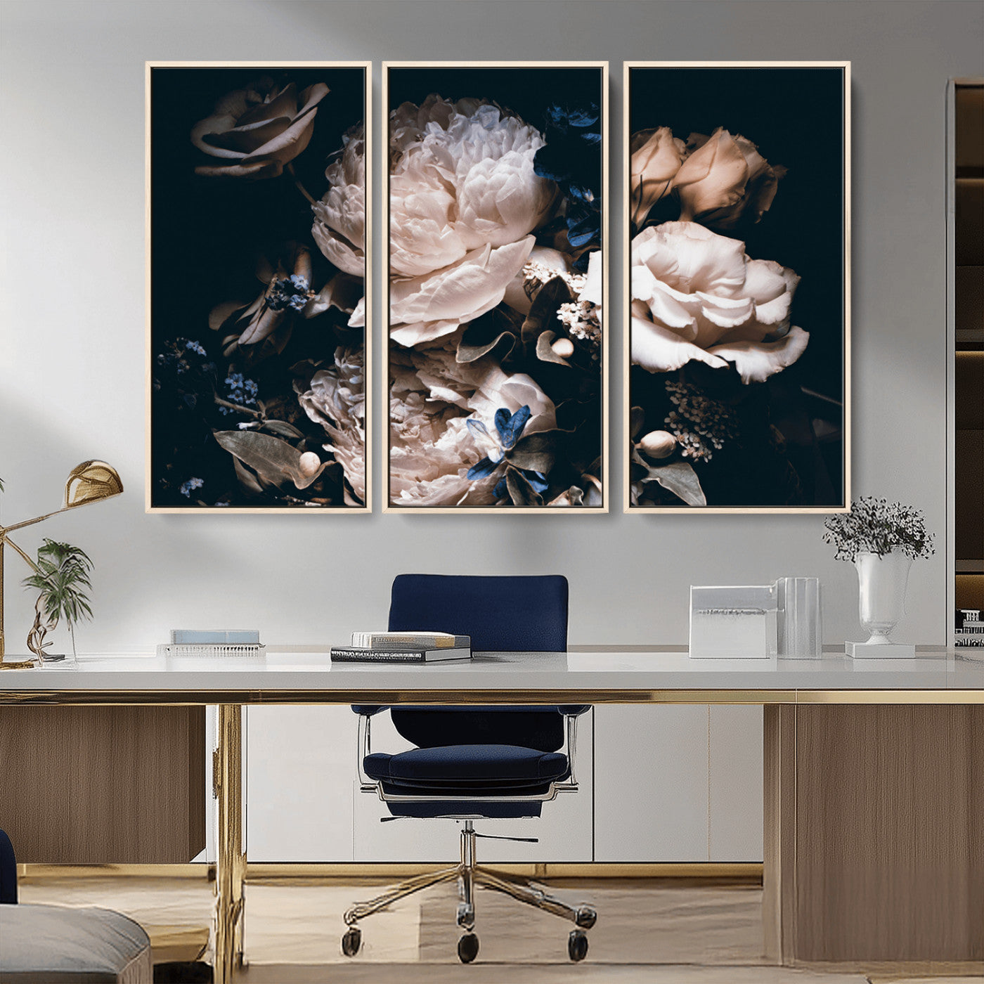 MGV-FC-48X32-3P - Pink Peonies Flowers Large Canvas Art Print