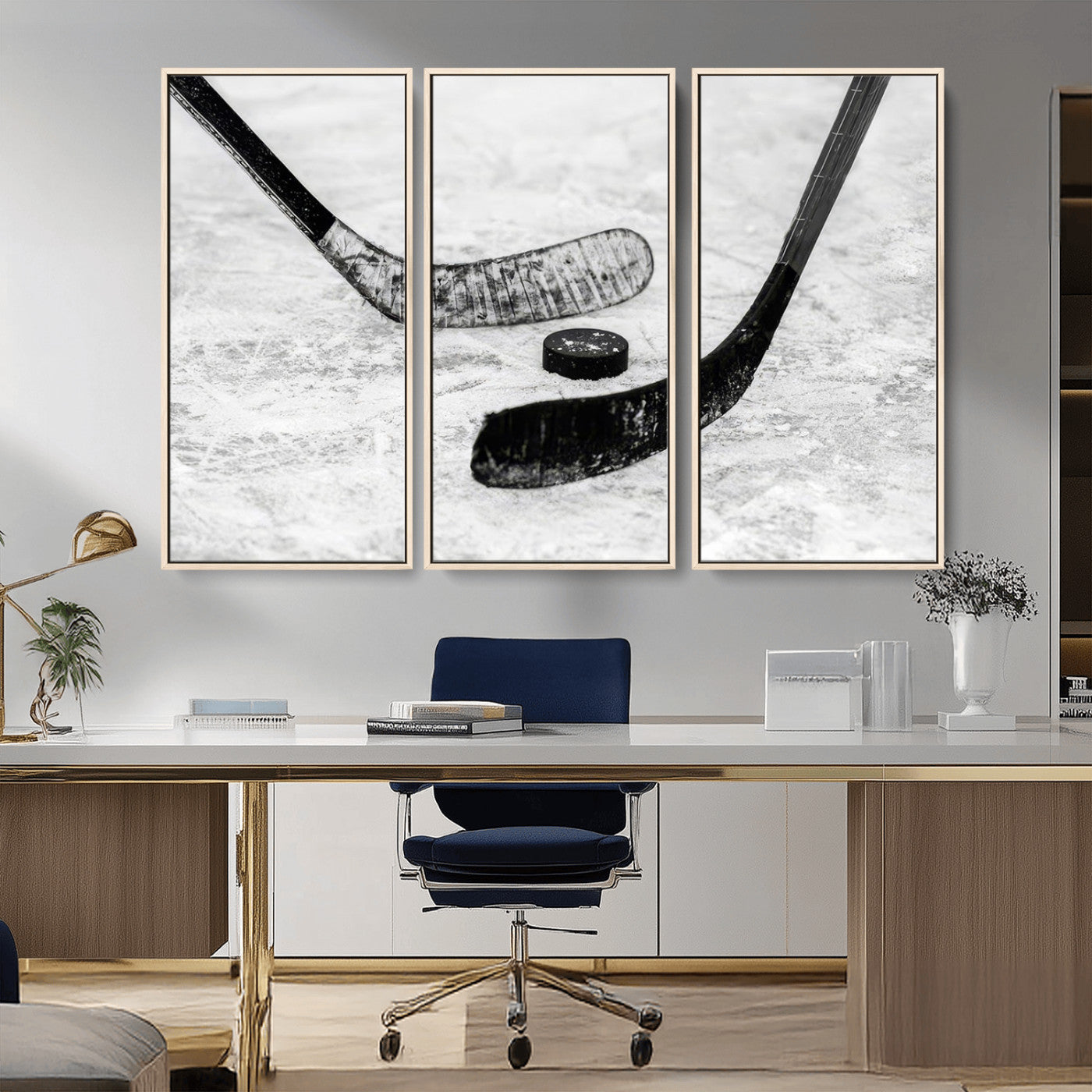 MGV-FC-48X32-3P - Winter Ice Hockey Sport Canvas Wall Art Print - Hockey Wall Art Print