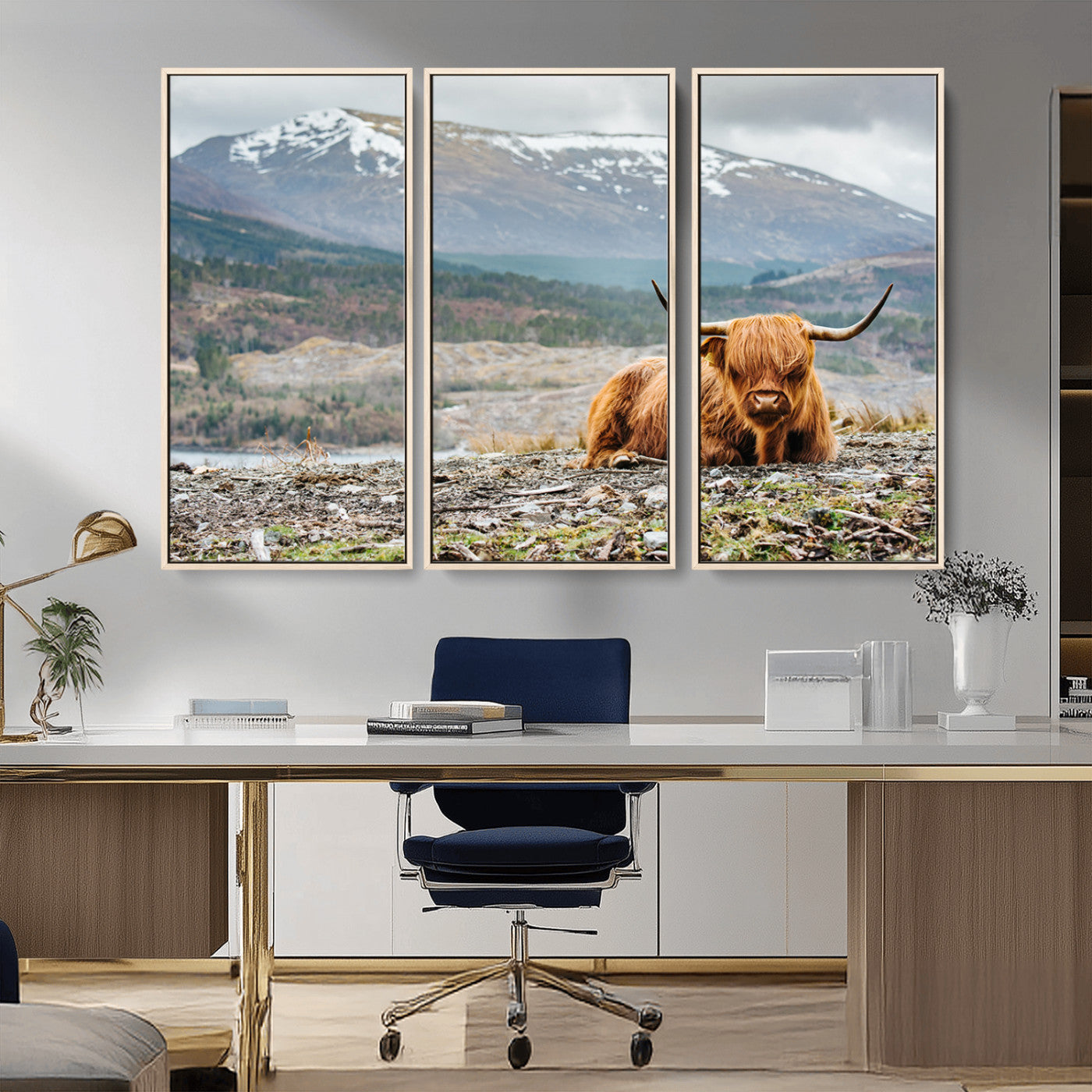 -Highland Cow Horn Farm Wall Art Canvas Print