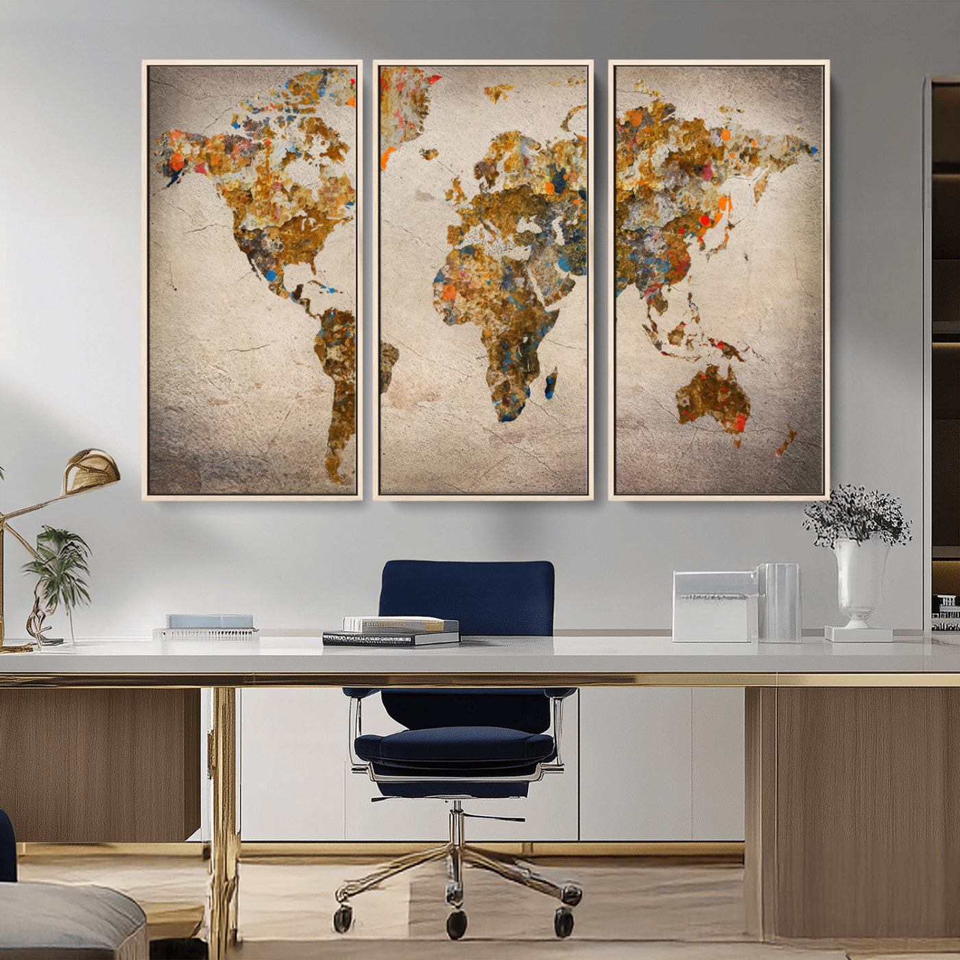 MGV-FC-48X32-3P - Push Pin World Map Canvas Print – Framed Wall Art for Couples to Track Their Travels – Anniversary