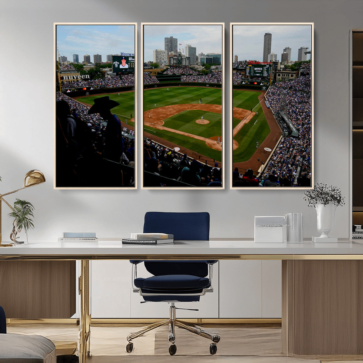 MGV-FC-48X32-3P - Chicago Cubs Baseball Team Print - Wrigley Field Stadium Wall Art Canvas Print