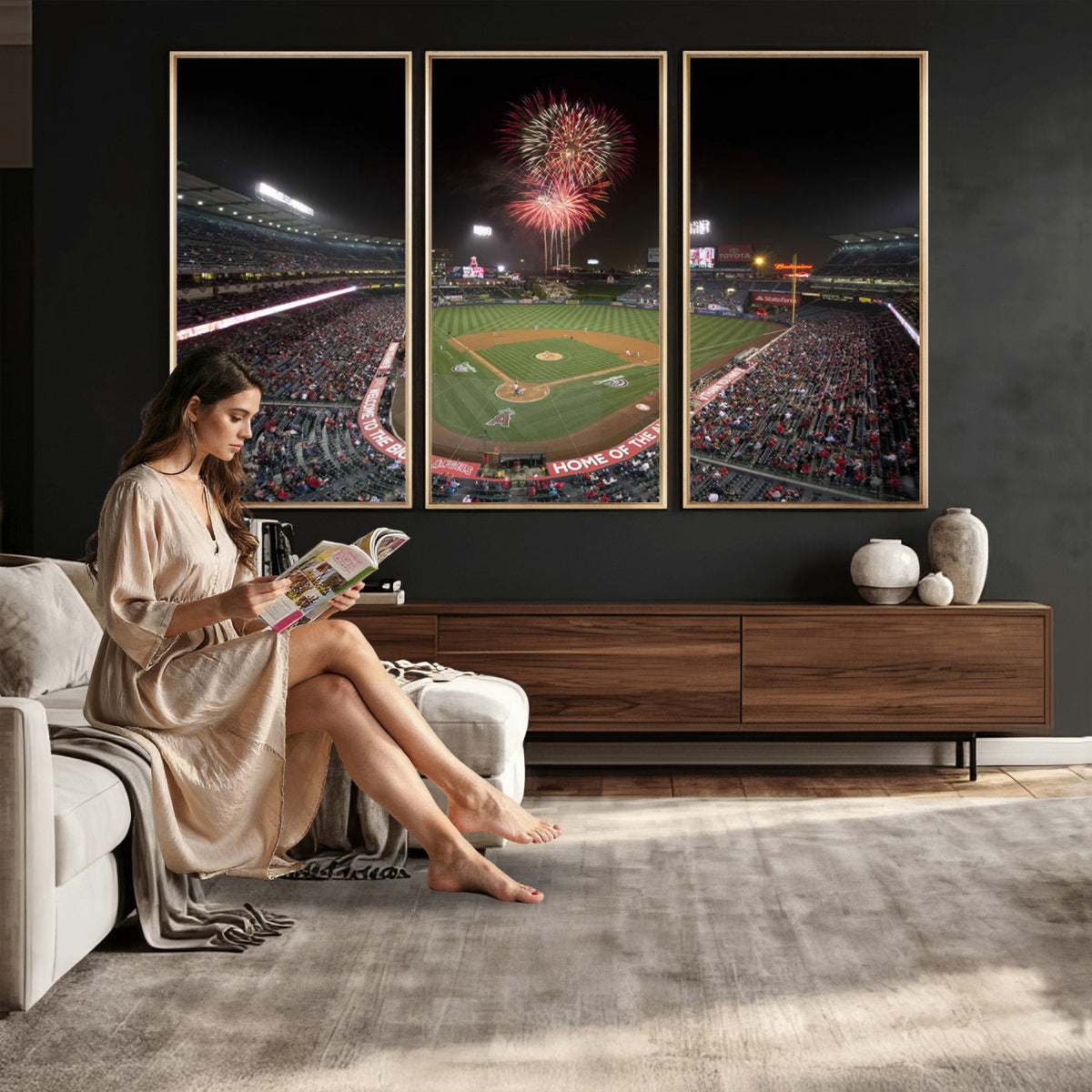 63592-MGV-CV-36X24 - Angel Stadium in Los Angeles Stadium Wall Art Canvas Print