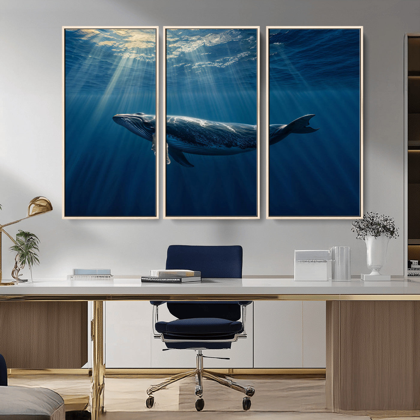 -Whale under Ocean Wall Art Canvas Print