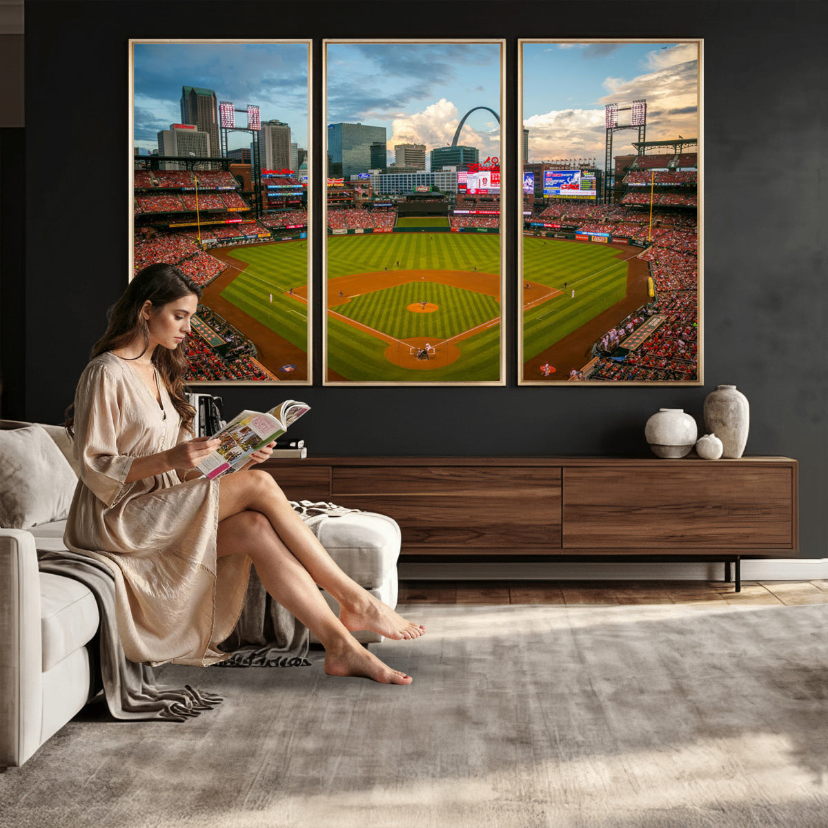 91908-MGV-CV-36X24 - Busch Stadium Wall Art Print | St. Louis Cardinals Baseball