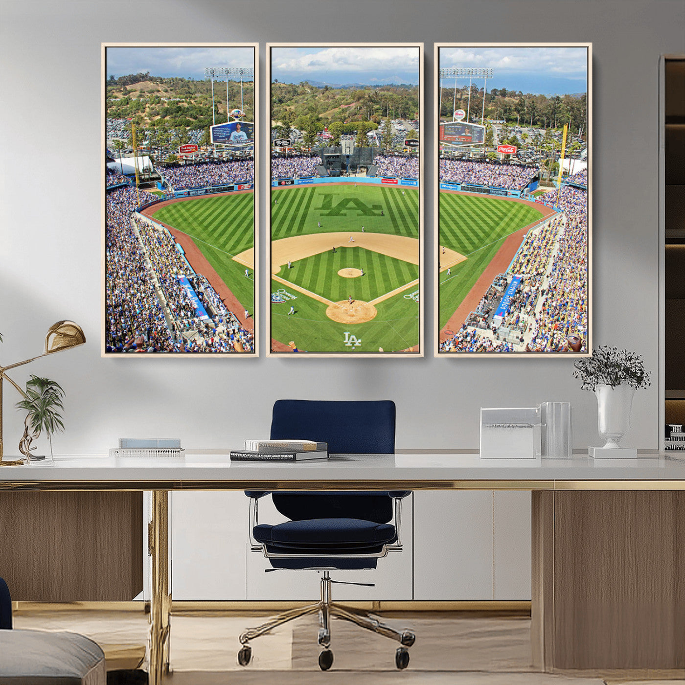 MGV-FC-48X32-3P - Citi Field Wall Art Print | 3-Panel New York Mets Baseball Stadium Canvas Print | Framed Sports Decor for Living Room, Man Cave, or Office