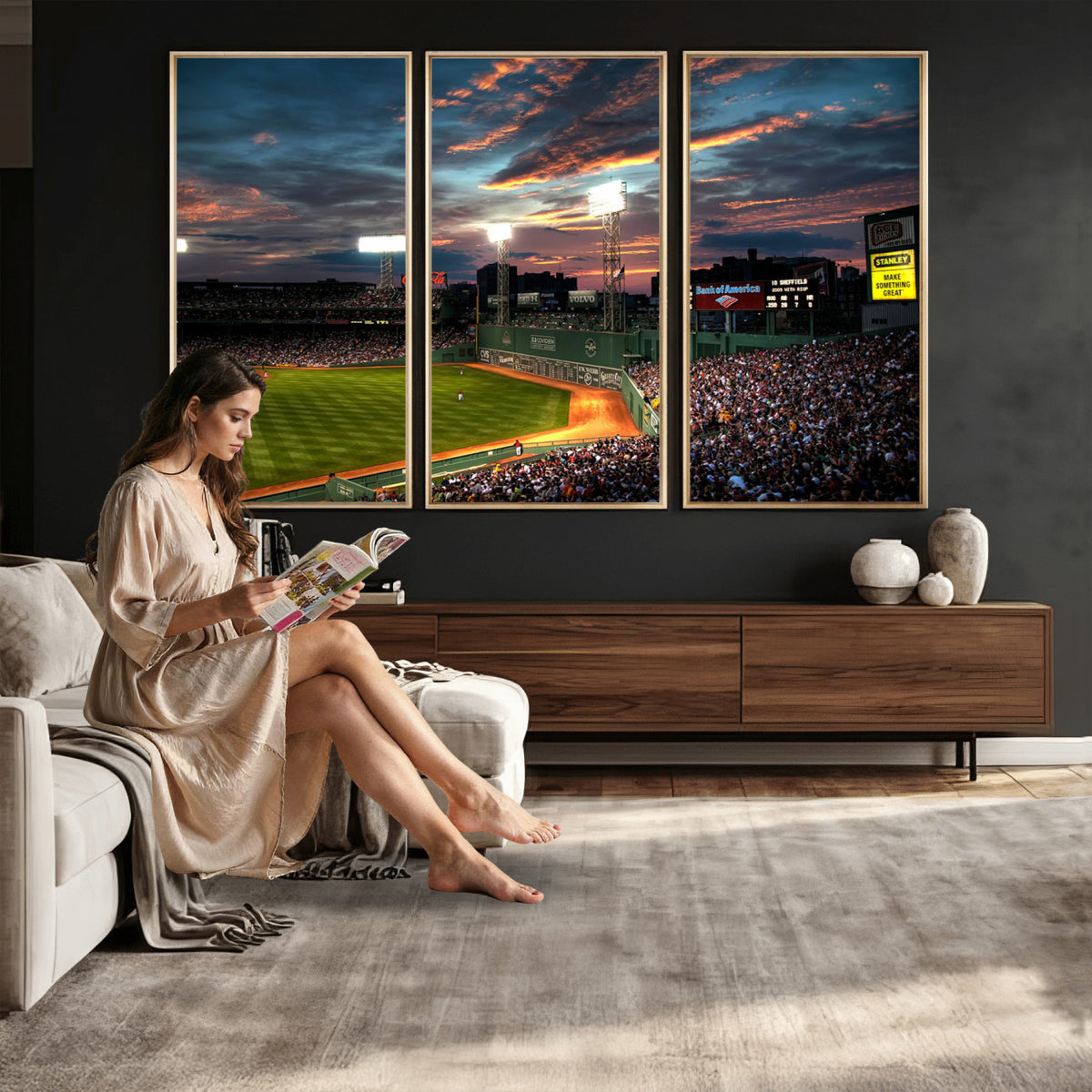 66781-MGV-CV-36X24 - Fenway Park Boston Massachusetts Stadium Wall Art Canvas Print