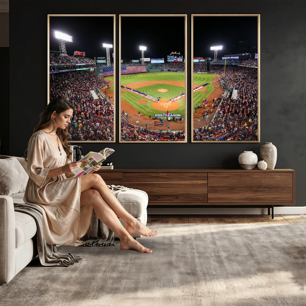 47365-MGV-CV-36X24 - Fenway Park Wall Art Canvas Print | Large Baseball Stadium Canvas for Boston Red Sox Fans