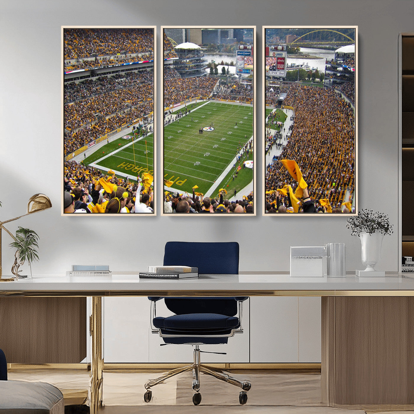 MGV-FC-48X32-3P - Pittsburgh Steelers Football Team Print - Pittsburgh Heinz Field Stadium Wall Art Canvas Print