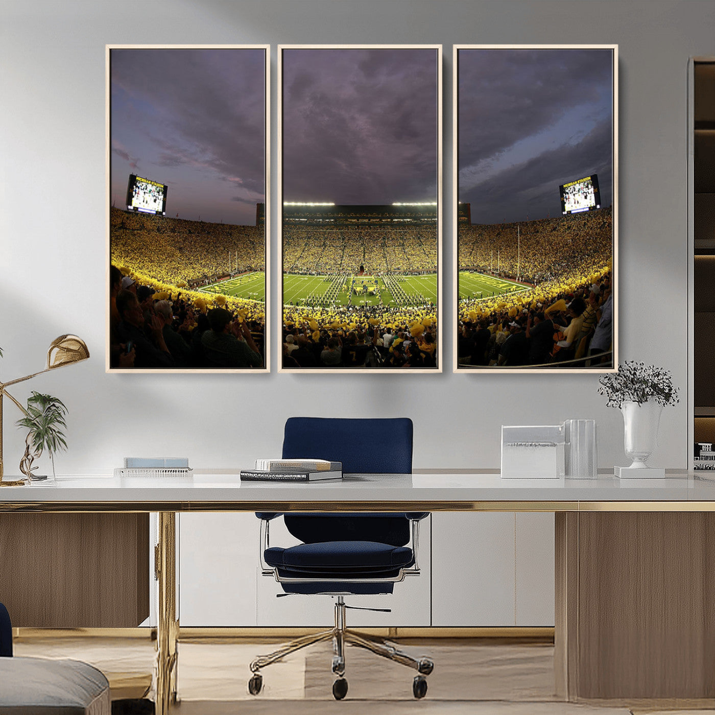 MGV-FC-48X32-3P - Michigan Wolverines Football Team Print - Michigan Stadium Wall Art Canvas Print