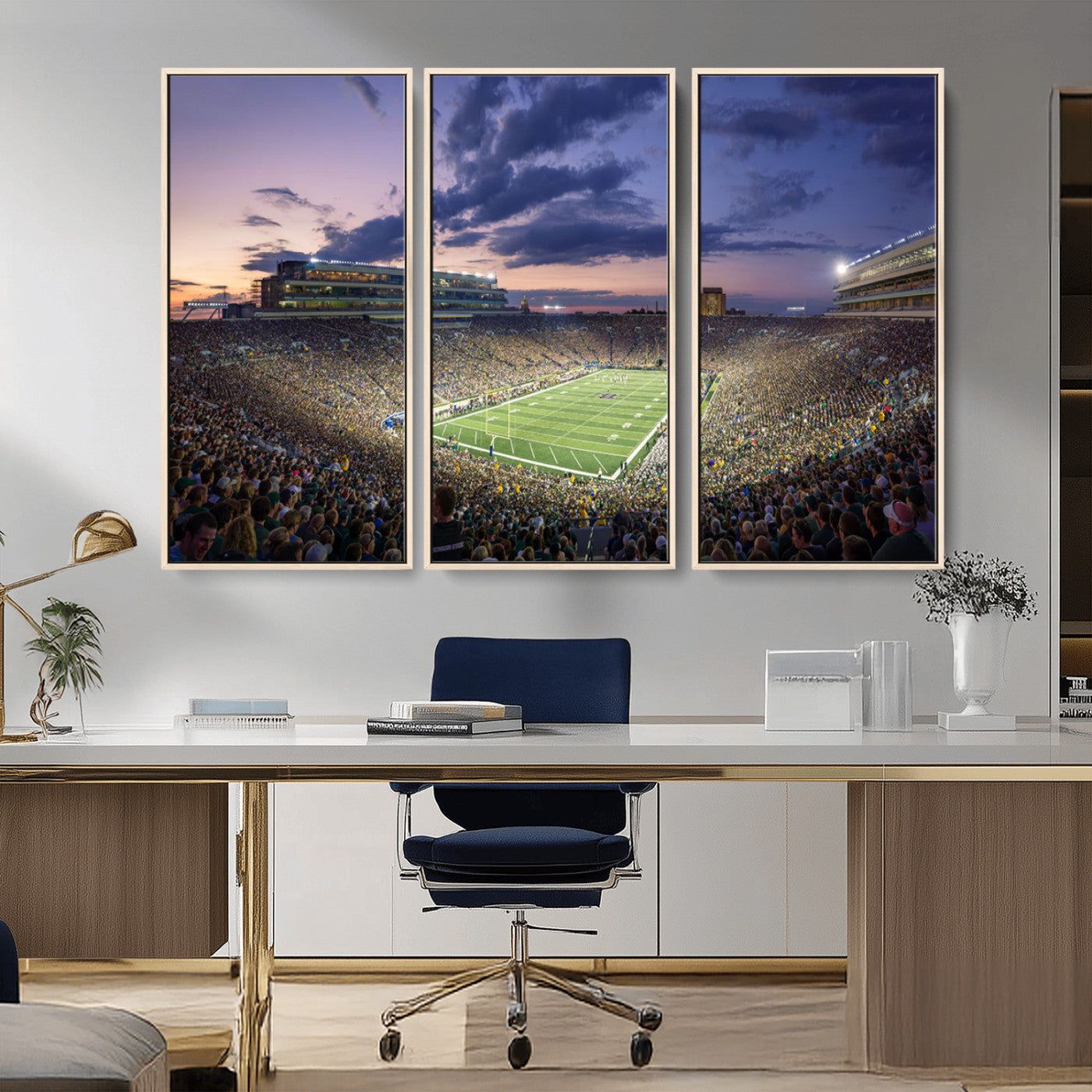 MGV-FC-48X32-3P - Notre Dame Fighting Irish Football Team Print - Notre Dame Stadium Wall Art Canvas Print